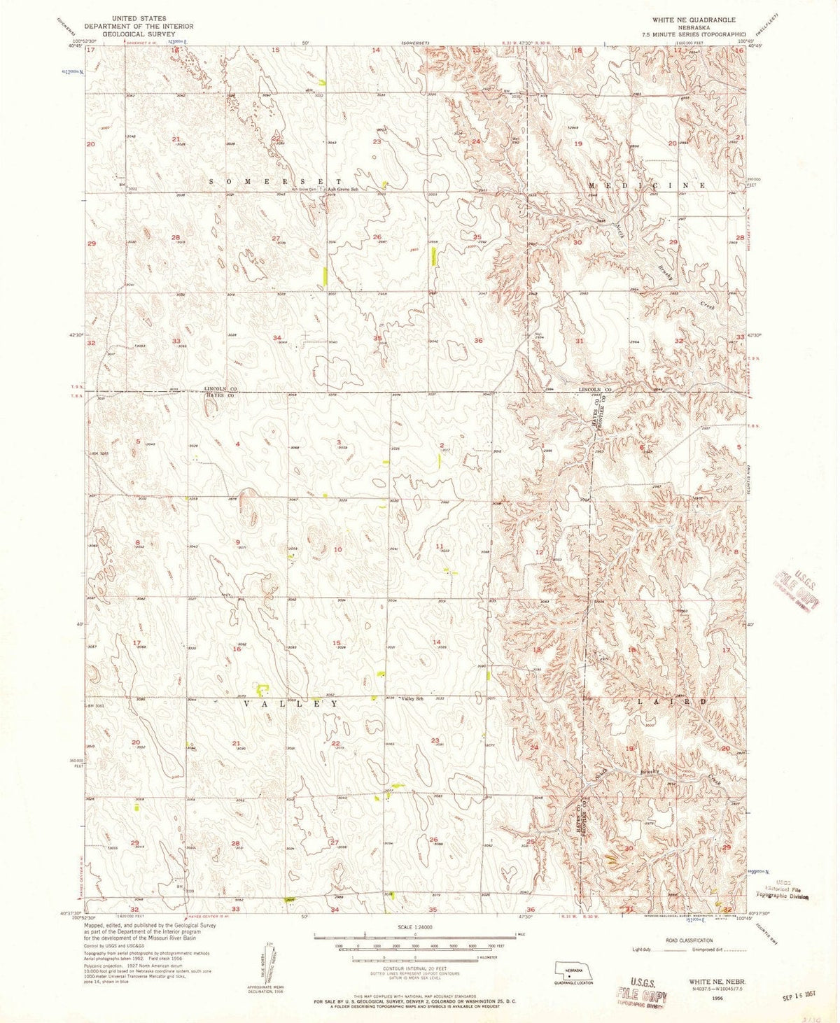 1956 White, NE - Nebraska - USGS Topographic Map