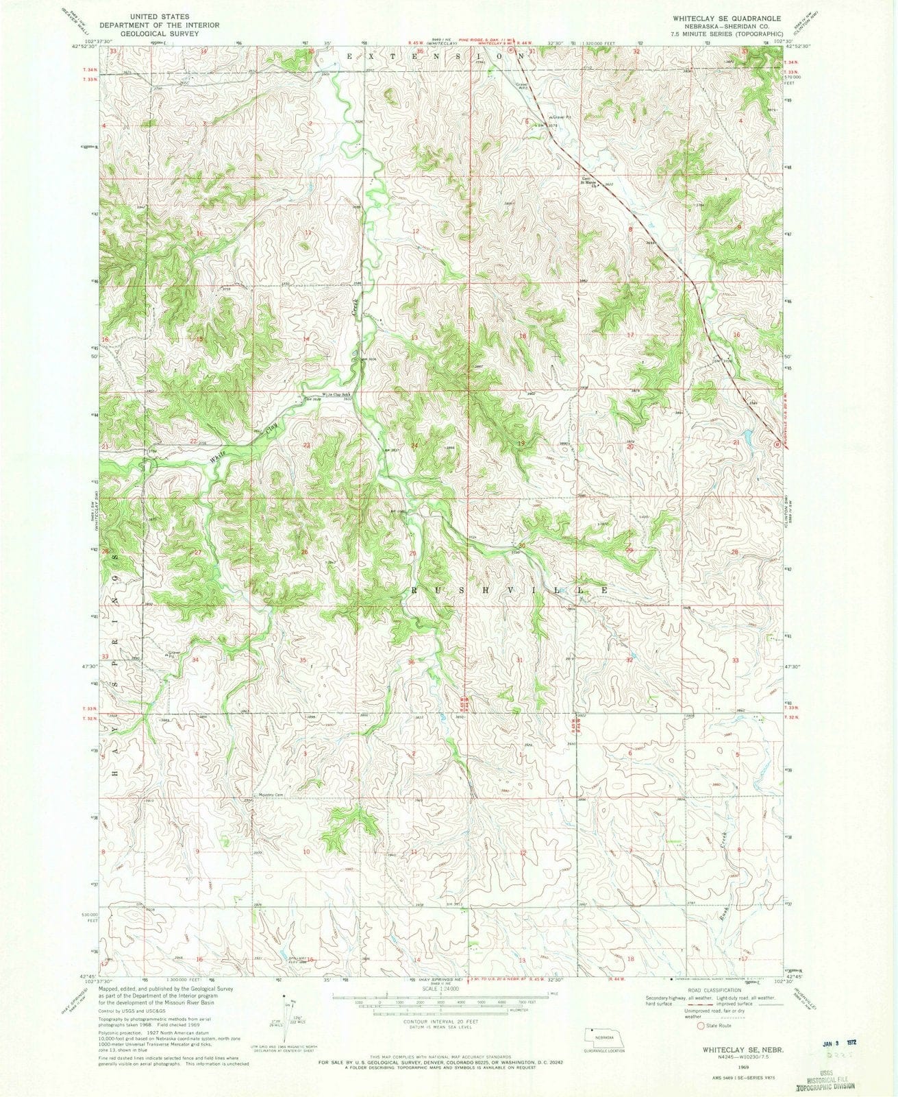 1969 Whiteclay, NE - Nebraska - USGS Topographic Map