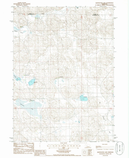 1985 Whitewater Lake, NE - Nebraska - USGS Topographic Map