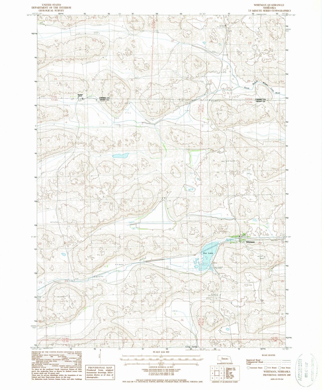1987 Whitman, NE - Nebraska - USGS Topographic Map v2