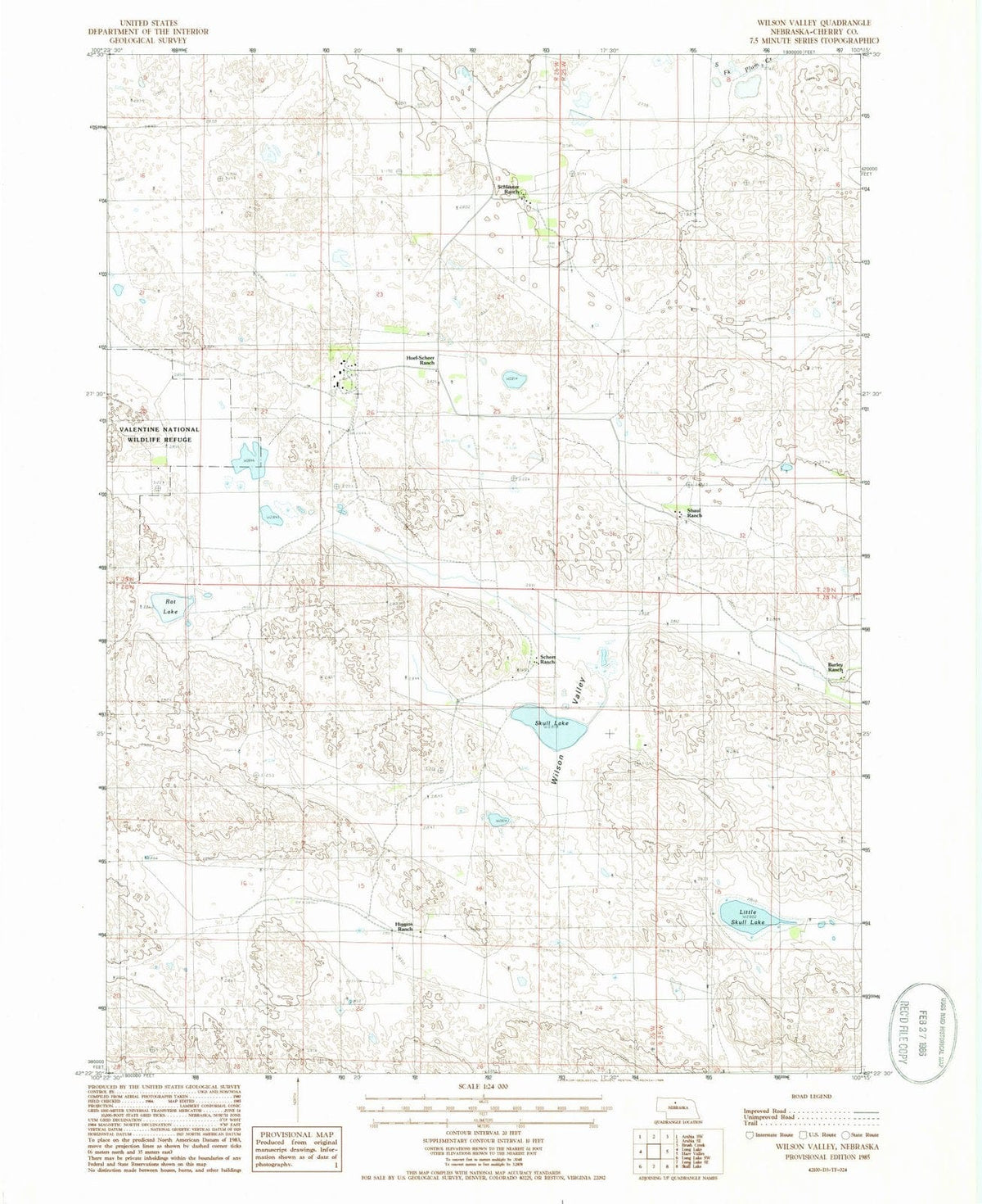 1985 Wilson Valley, NE - Nebraska - USGS Topographic Map
