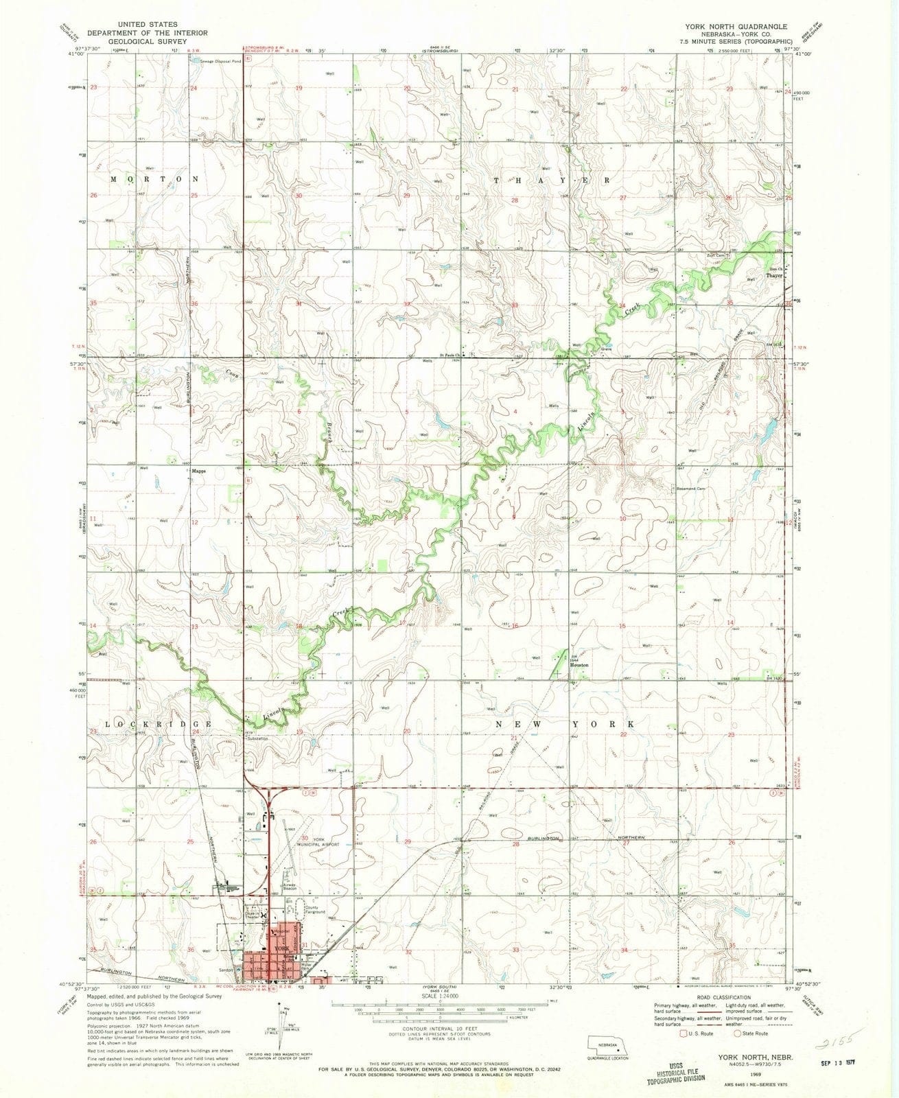 1969 York North, NE - Nebraska - USGS Topographic Map