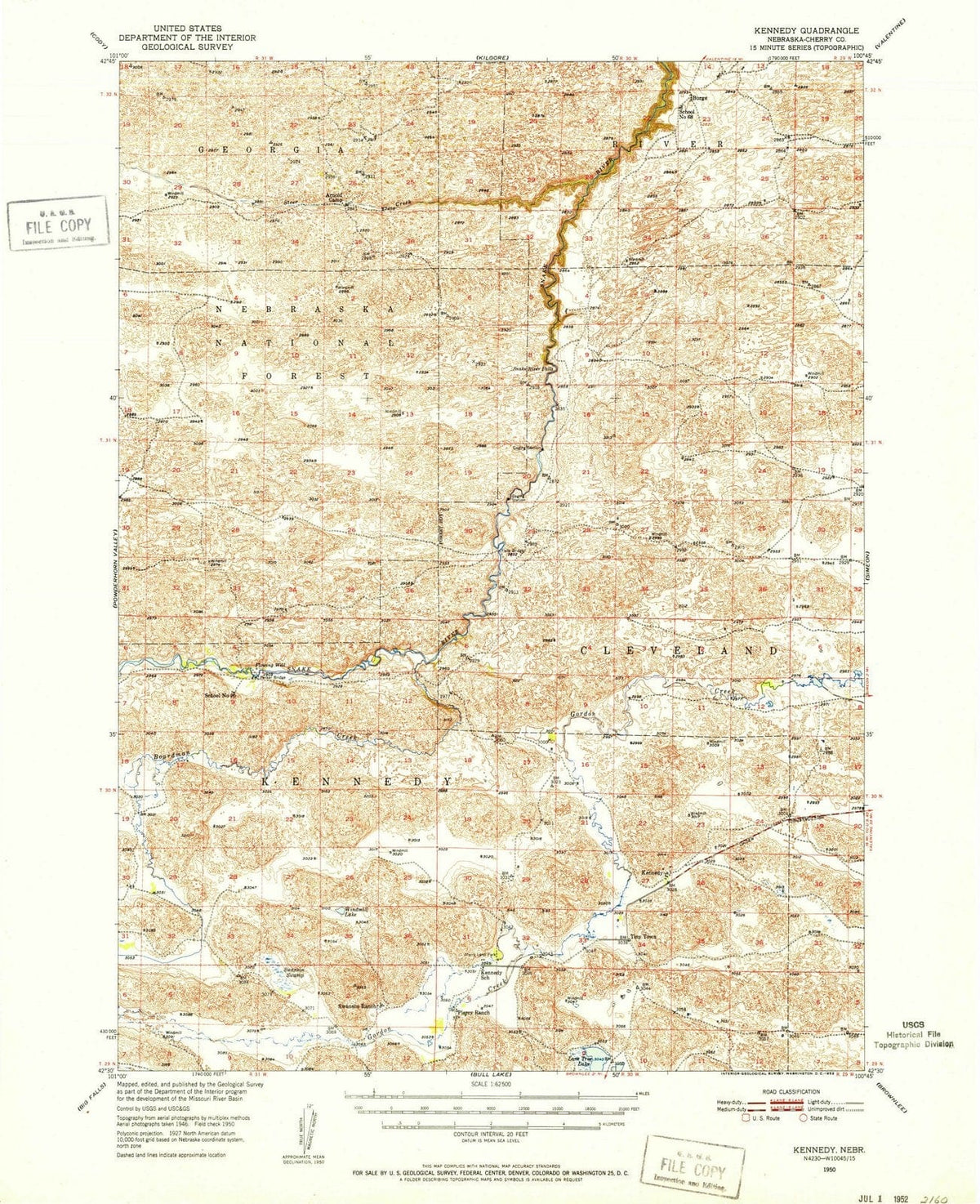 1950 Kennedy, NE - Nebraska - USGS Topographic Map