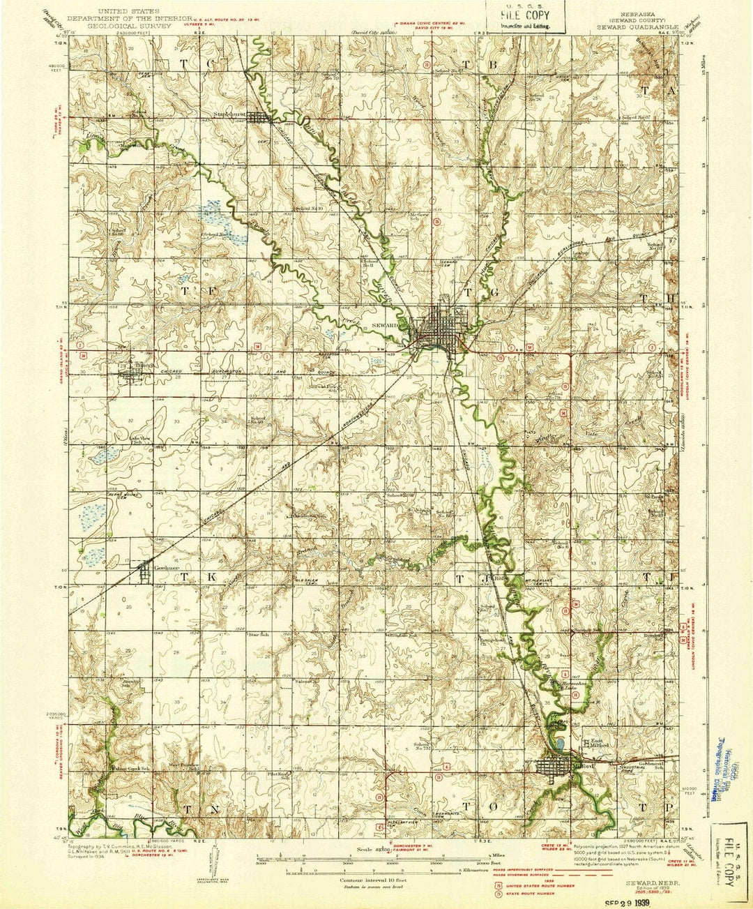 1939 Seward, NE - Nebraska - USGS Topographic Map