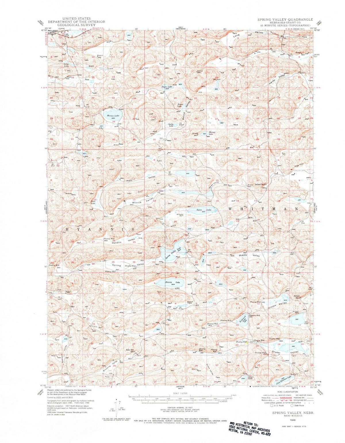 1948 Spring Valley, NE - Nebraska - USGS Topographic Map