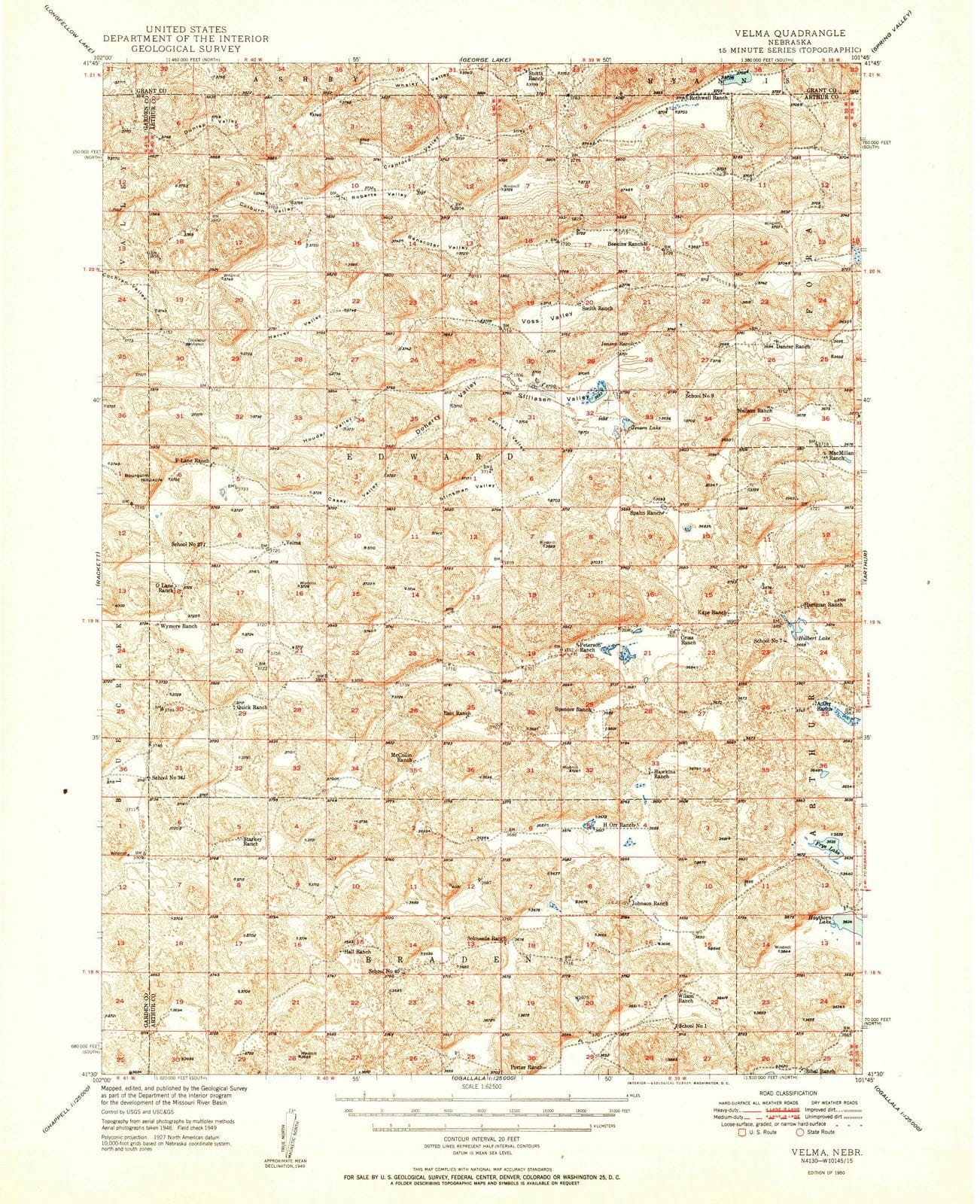 1950 Velma, NE - Nebraska - USGS Topographic Map