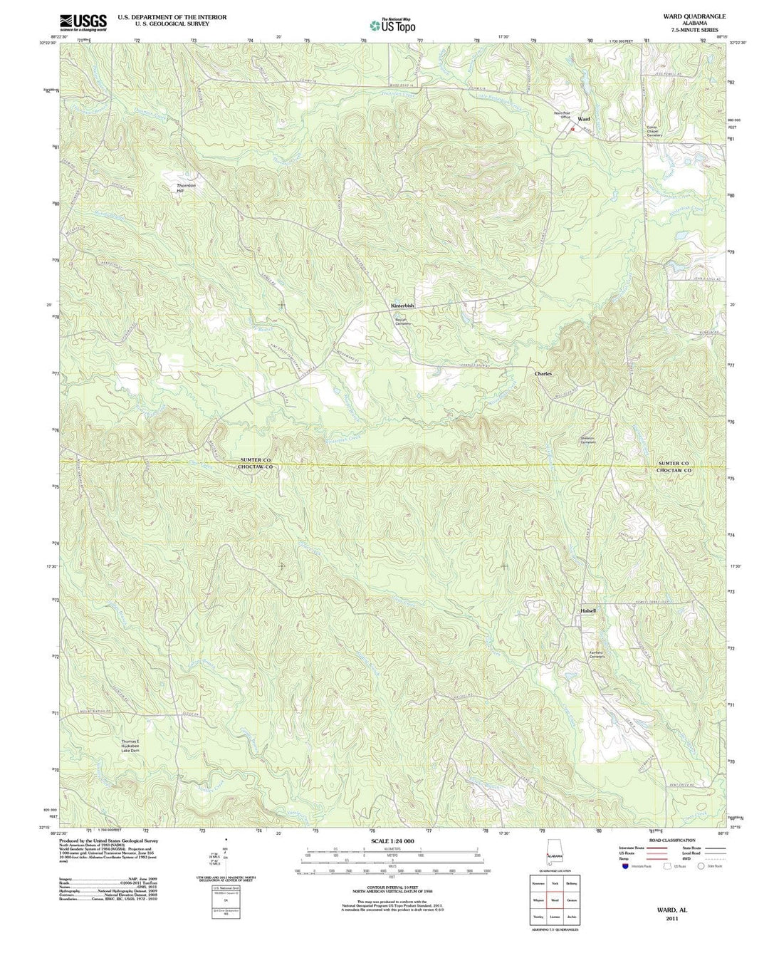 2011 Ward, AL - Alabama - USGS Topographic Map