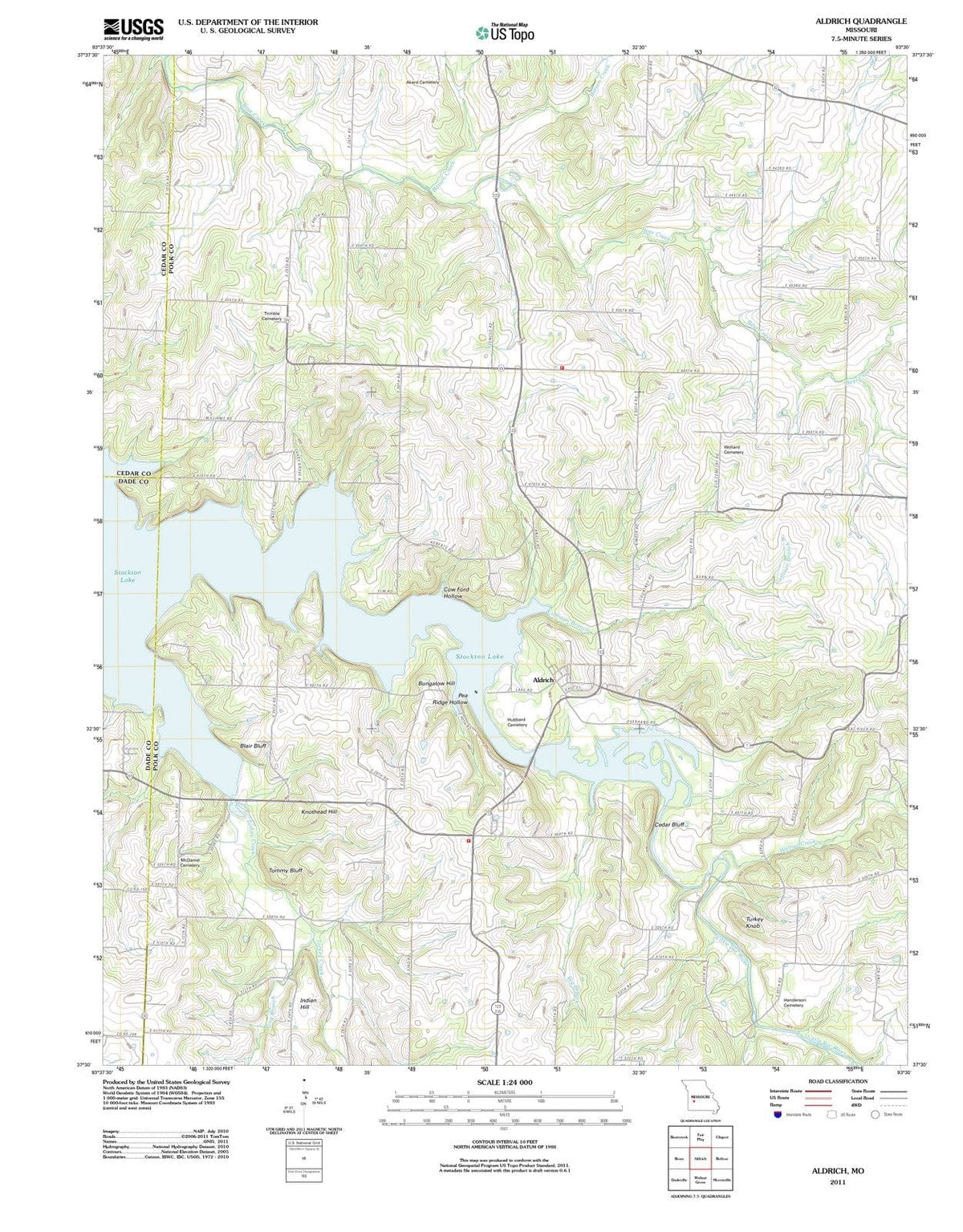 2011 Aldrich, MO - Missouri - USGS Topographic Map
