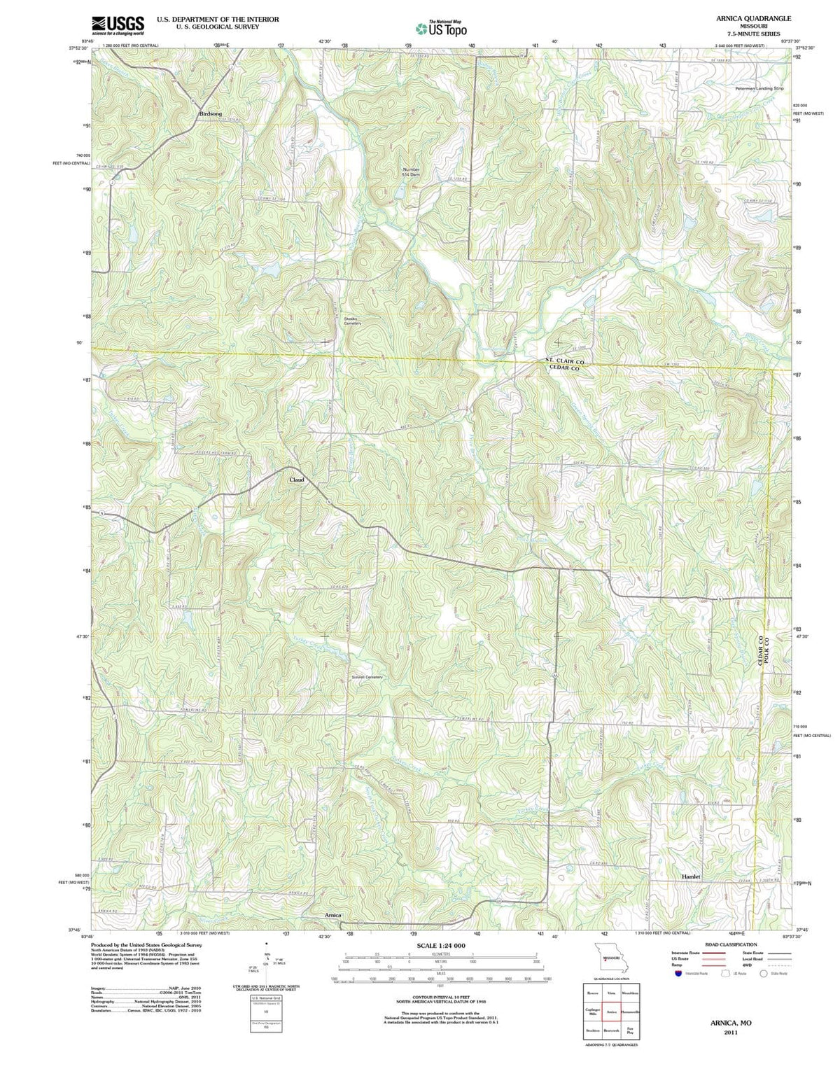 2011 Arnica, MO - Missouri - USGS Topographic Map