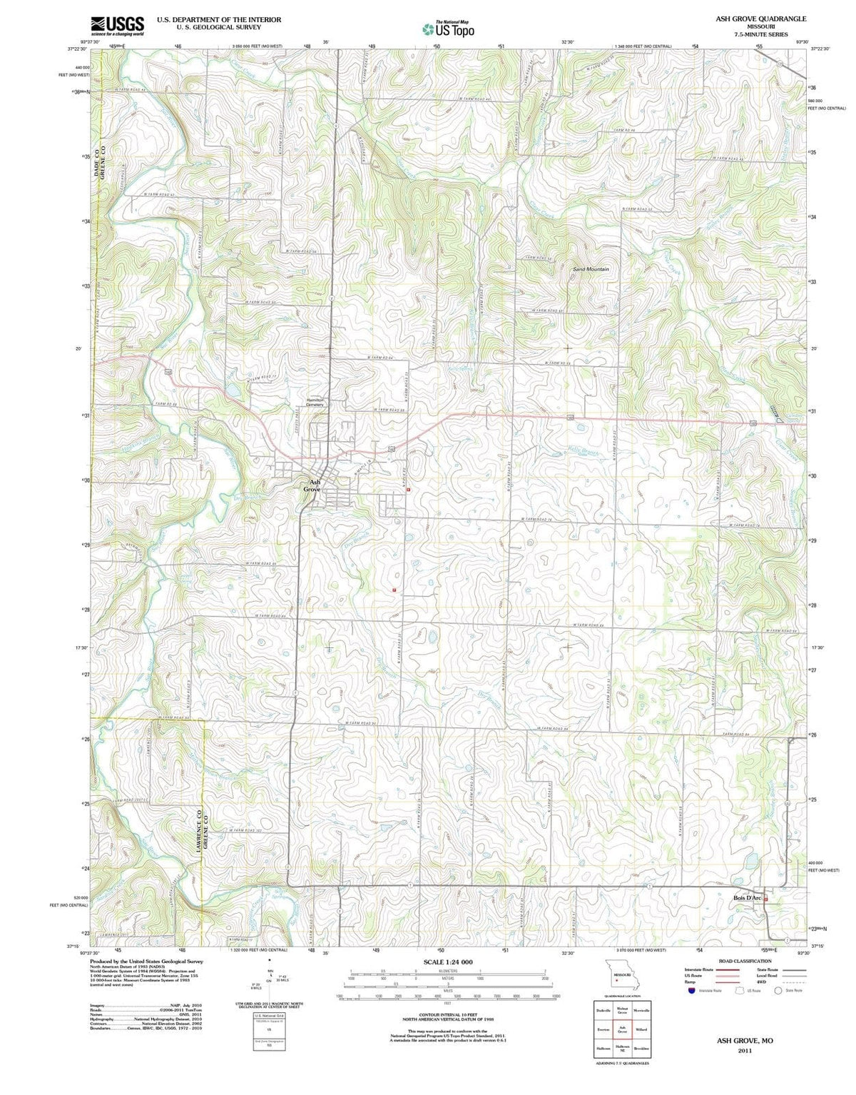 2011 Ash Grove, MO - Missouri - USGS Topographic Map