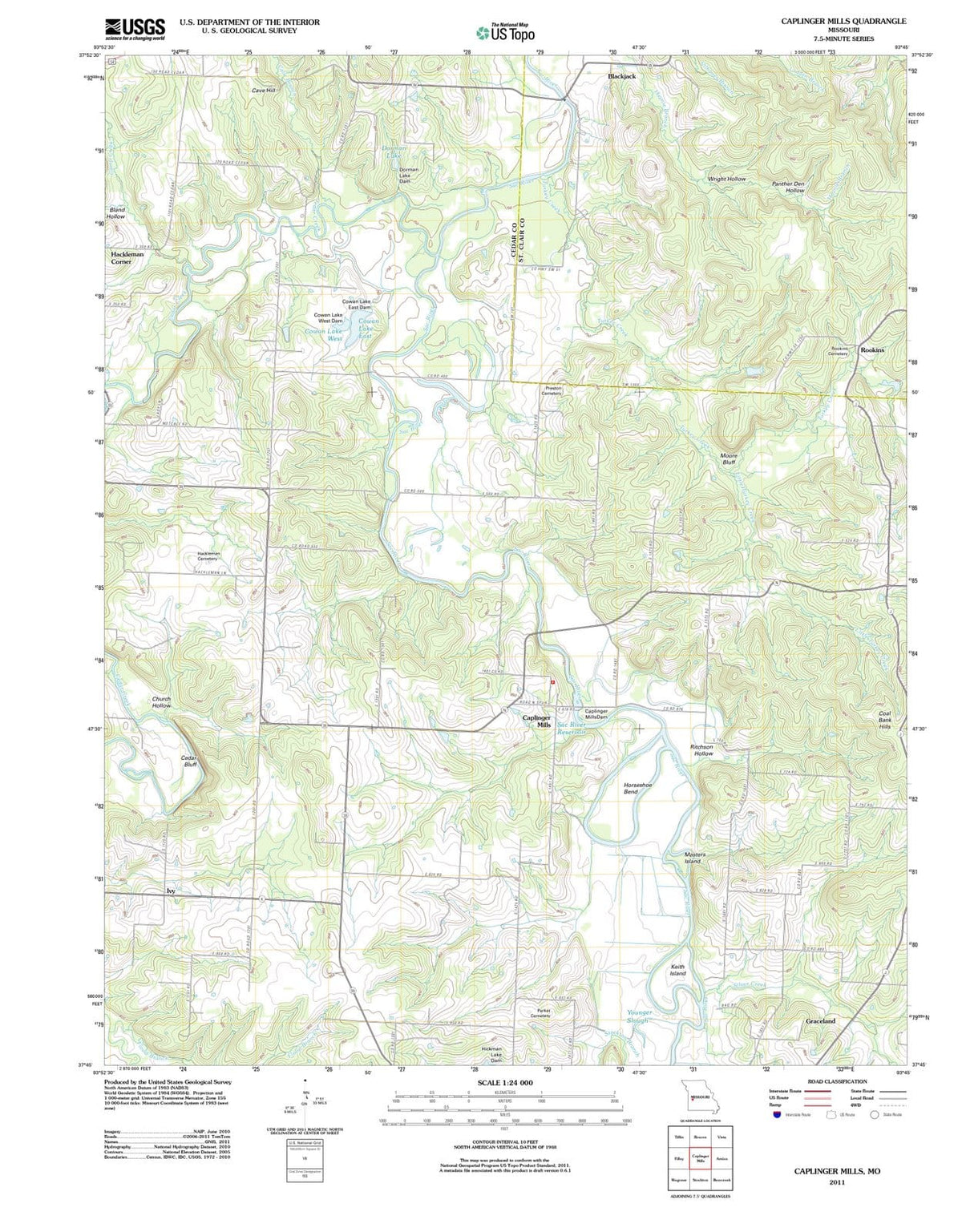 2011 Caplinger Mills, MO - Missouri - USGS Topographic Map