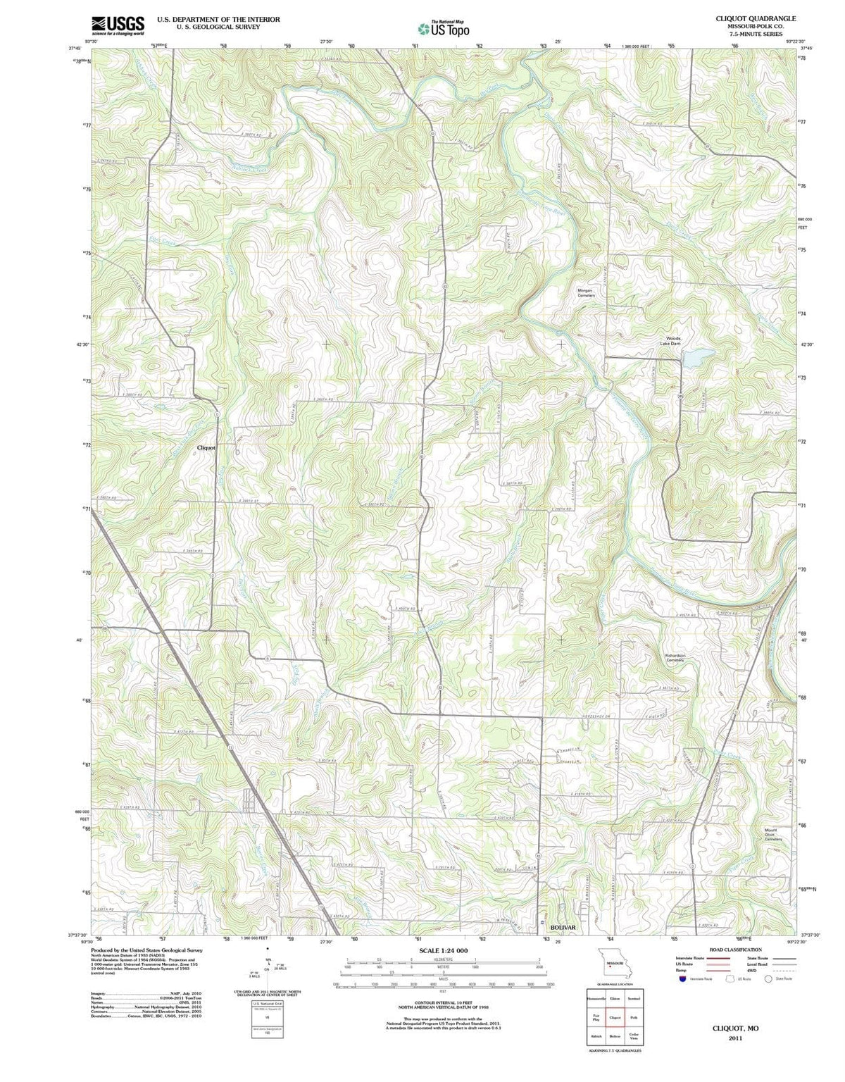 2011 Cliquot, MO - Missouri - USGS Topographic Map