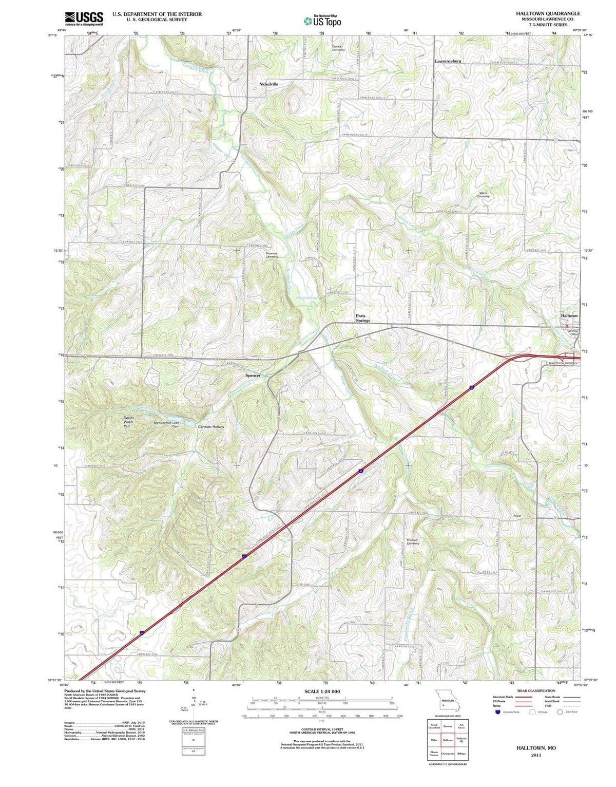 2011 Halltown, MO - Missouri - USGS Topographic Map