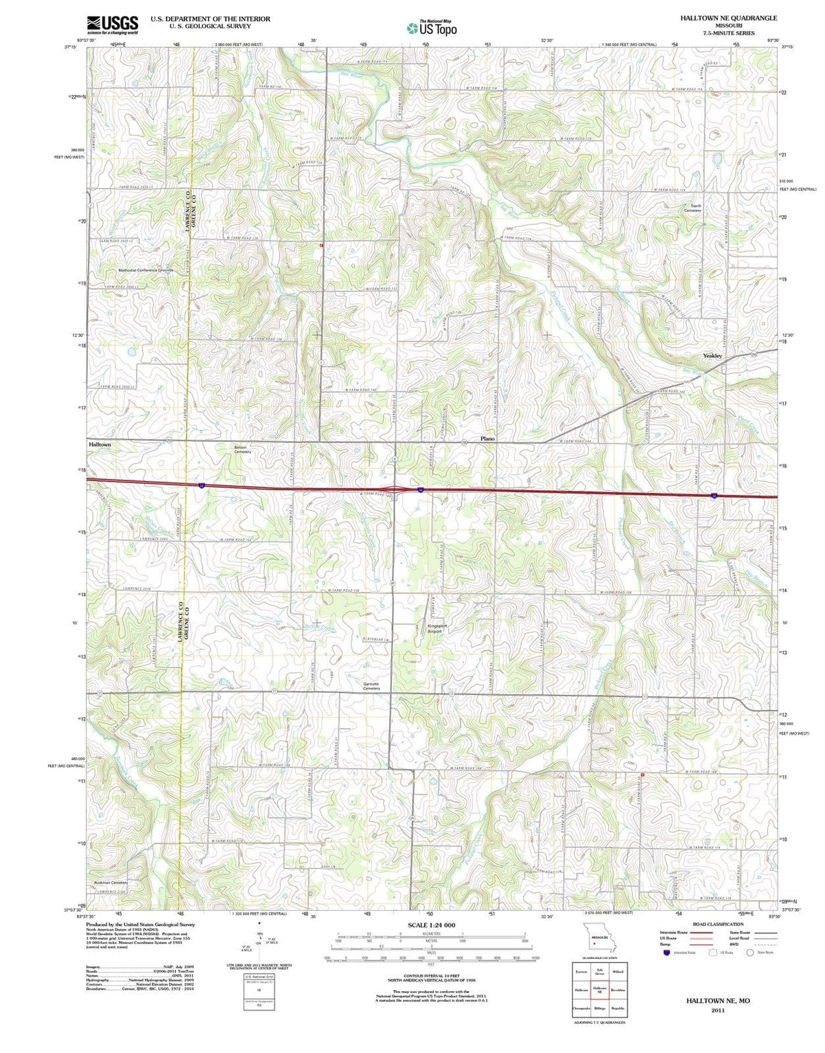 2011 Halltown, MO - Missouri - USGS Topographic Map v2