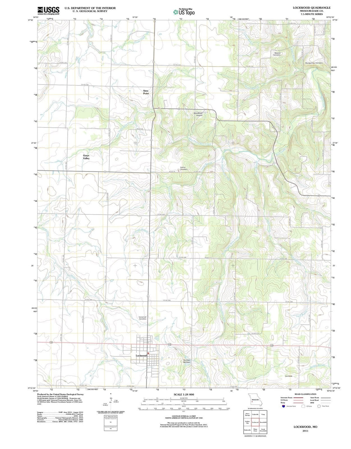 2011 Lockwood, MO - Missouri - USGS Topographic Map
