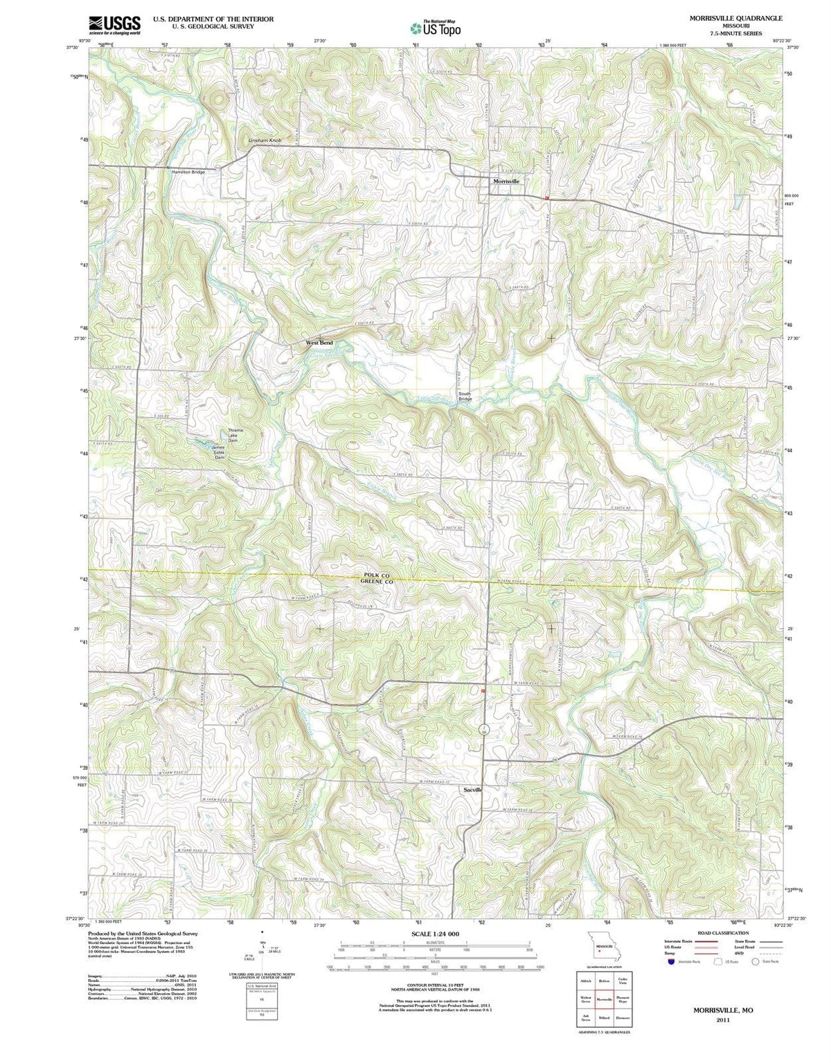 2011 Morrisville, MO - Missouri - USGS Topographic Map