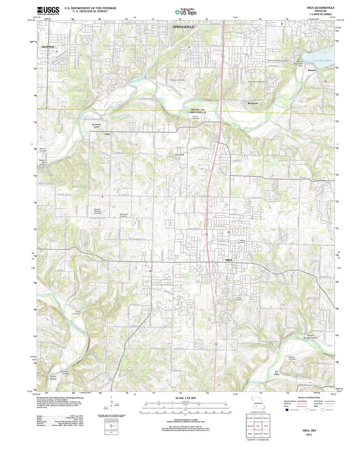 2011 Nixa, MO - Missouri - USGS Topographic Map