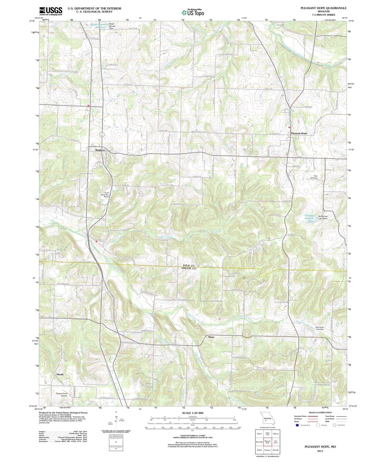 2011 Pleasant Hope, MO - Missouri - USGS Topographic Map