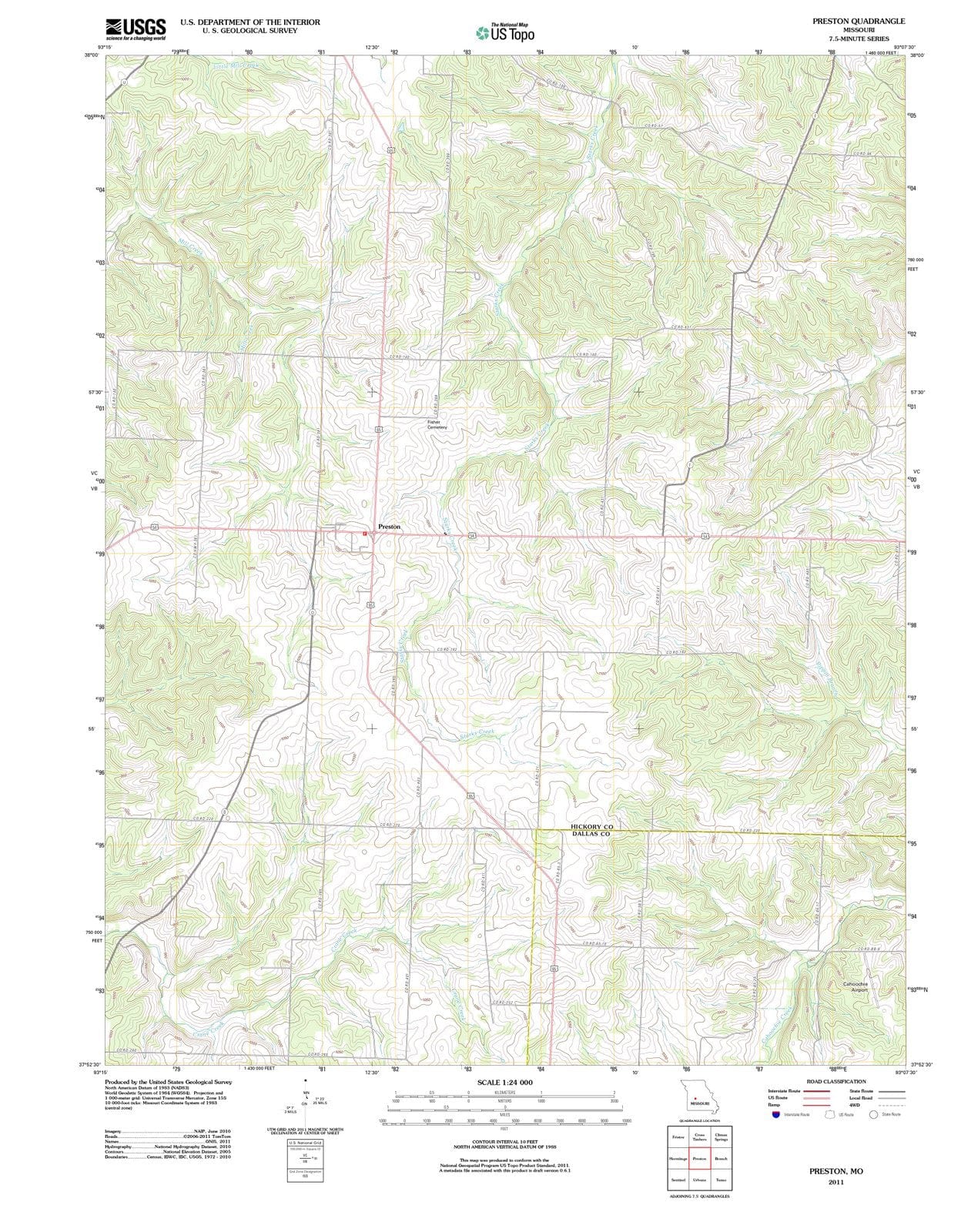 2011 Preston, MO - Missouri - USGS Topographic Map