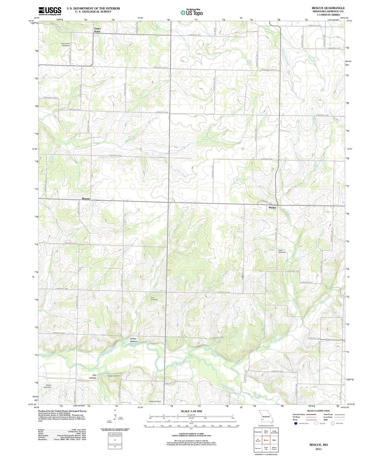 2011 Rescue, MO - Missouri - USGS Topographic Map