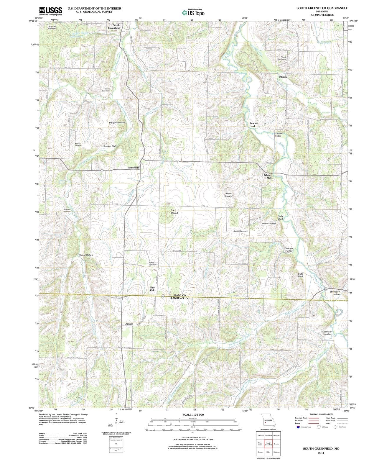 2011 South Greenfield, MO - Missouri - USGS Topographic Map