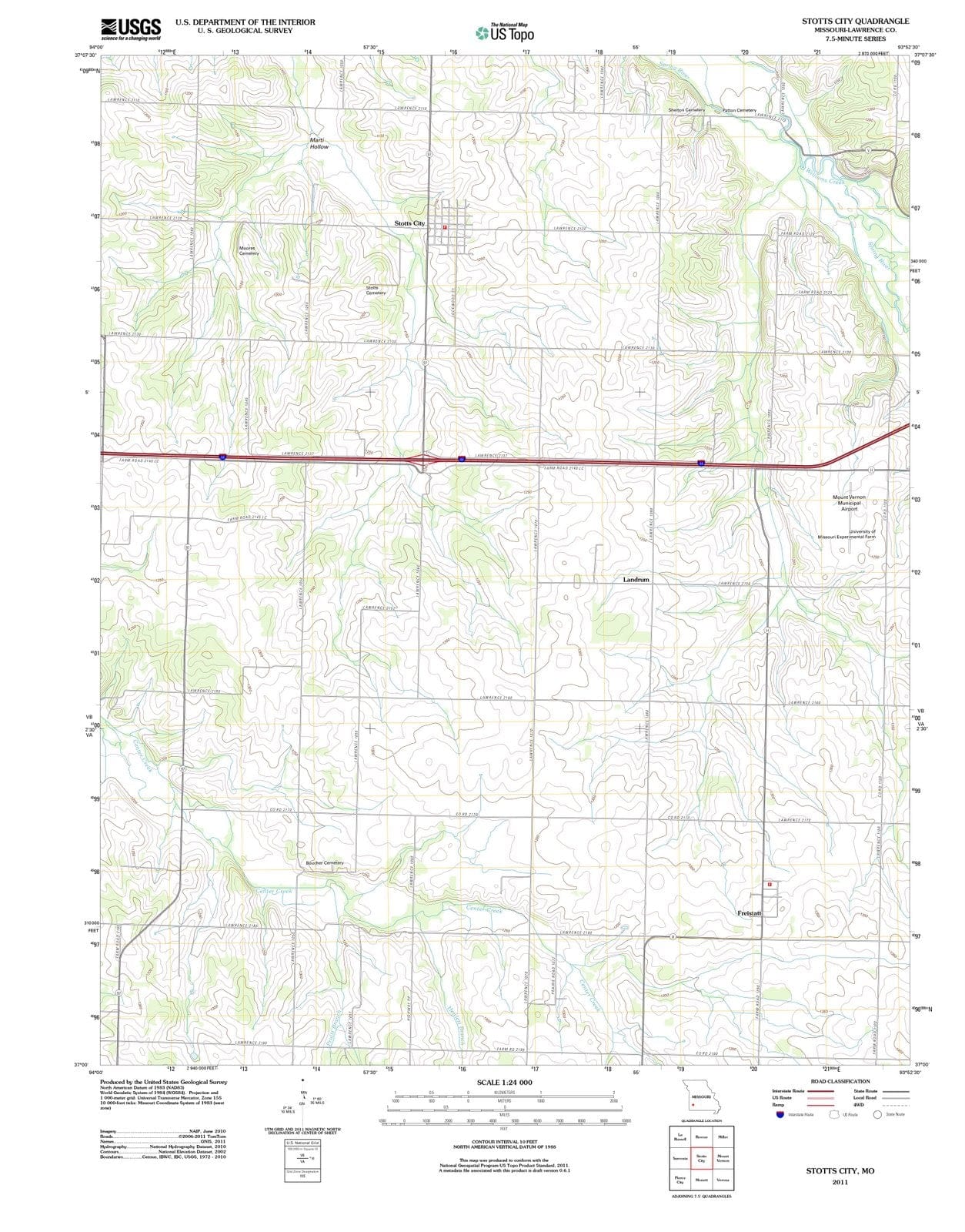 2011 Stotts City, MO - Missouri - USGS Topographic Map