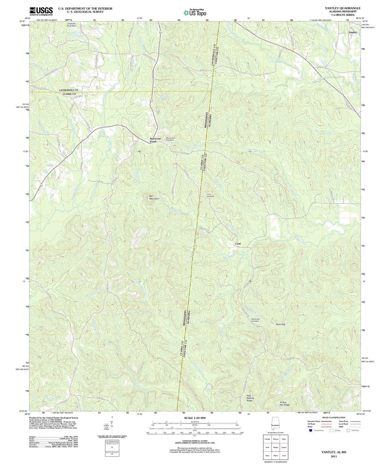 2011 Yantley, AL - Alabama - USGS Topographic Map