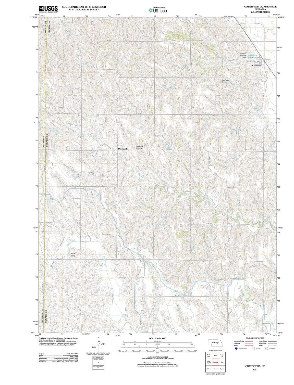 2011 Cotesfield, NE - Nebraska - USGS Topographic Map