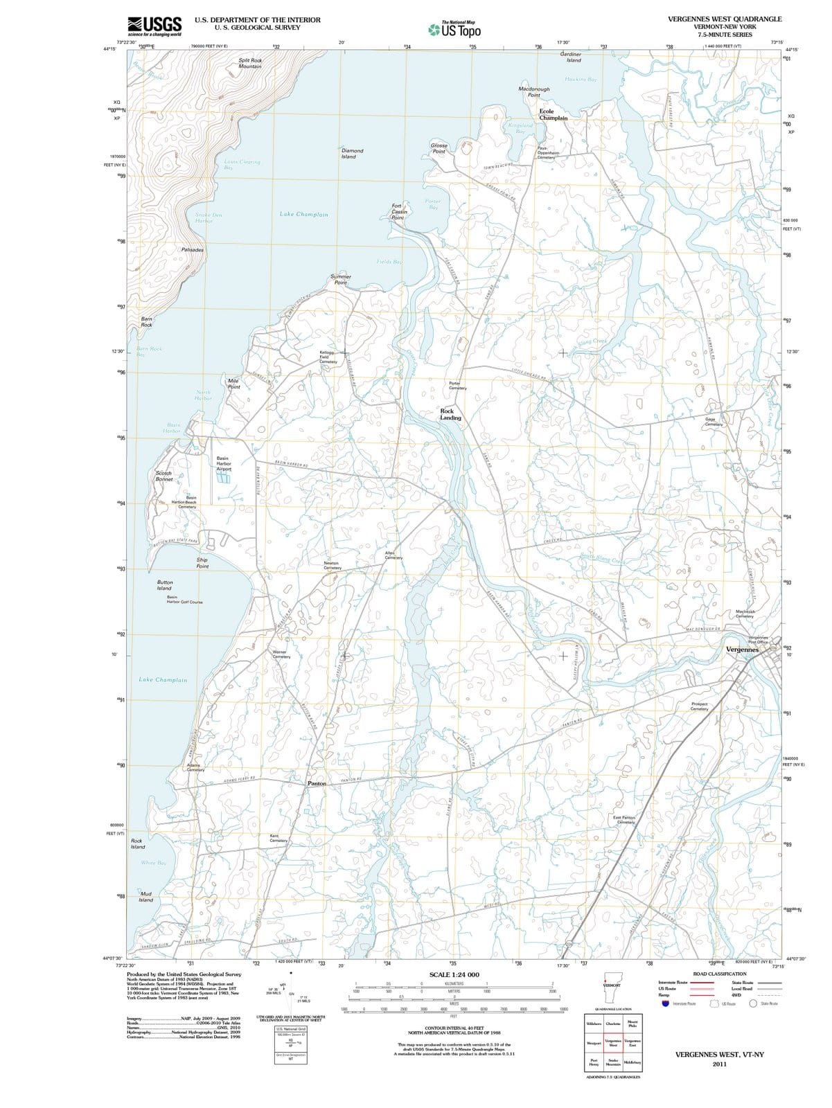 2011 Vergennes West, VT - Vermont - USGS Topographic Map