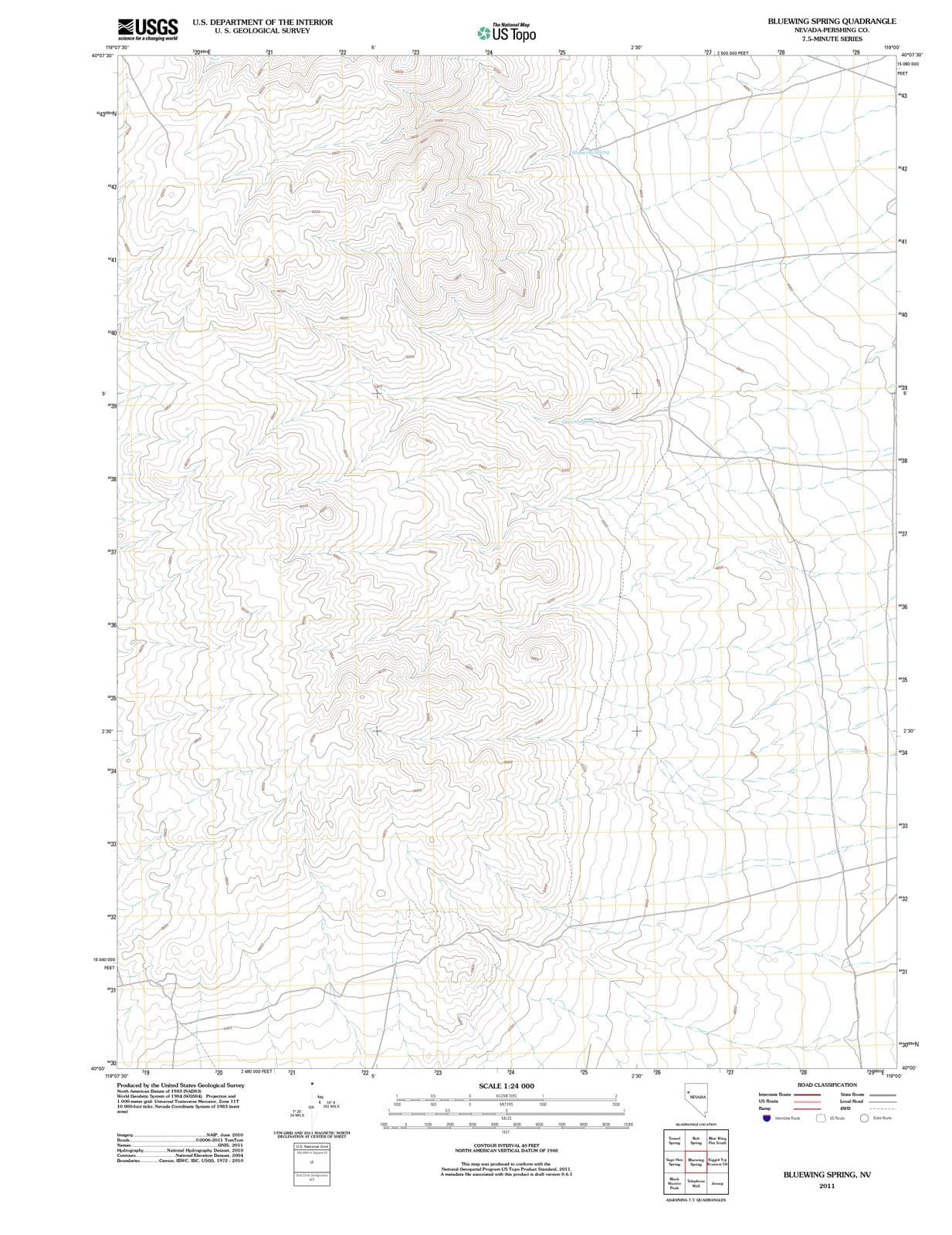 2011 Bluewing Spring, NV - Nevada - USGS Topographic Map