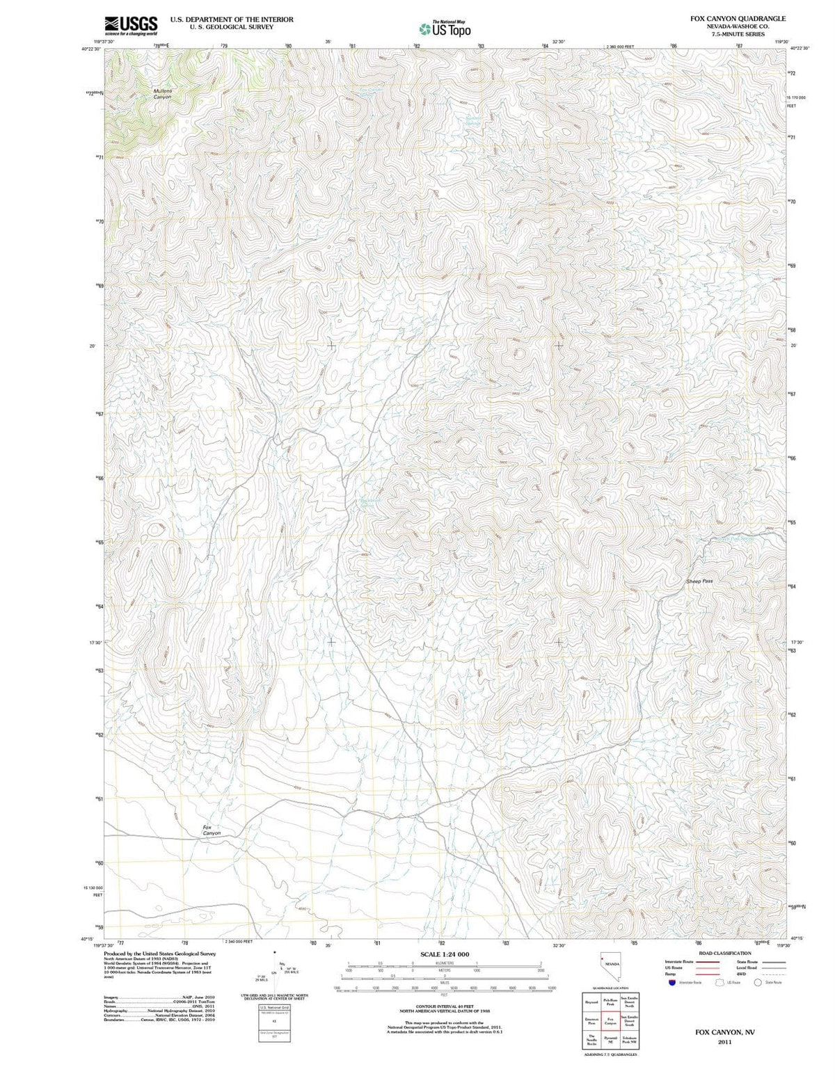 2011 Fox Canyon, NV - Nevada - USGS Topographic Map
