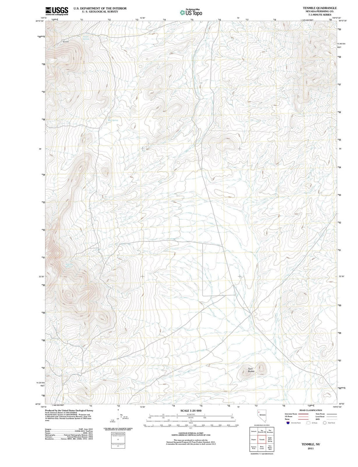 2011 Tenmile, NV - Nevada - USGS Topographic Map