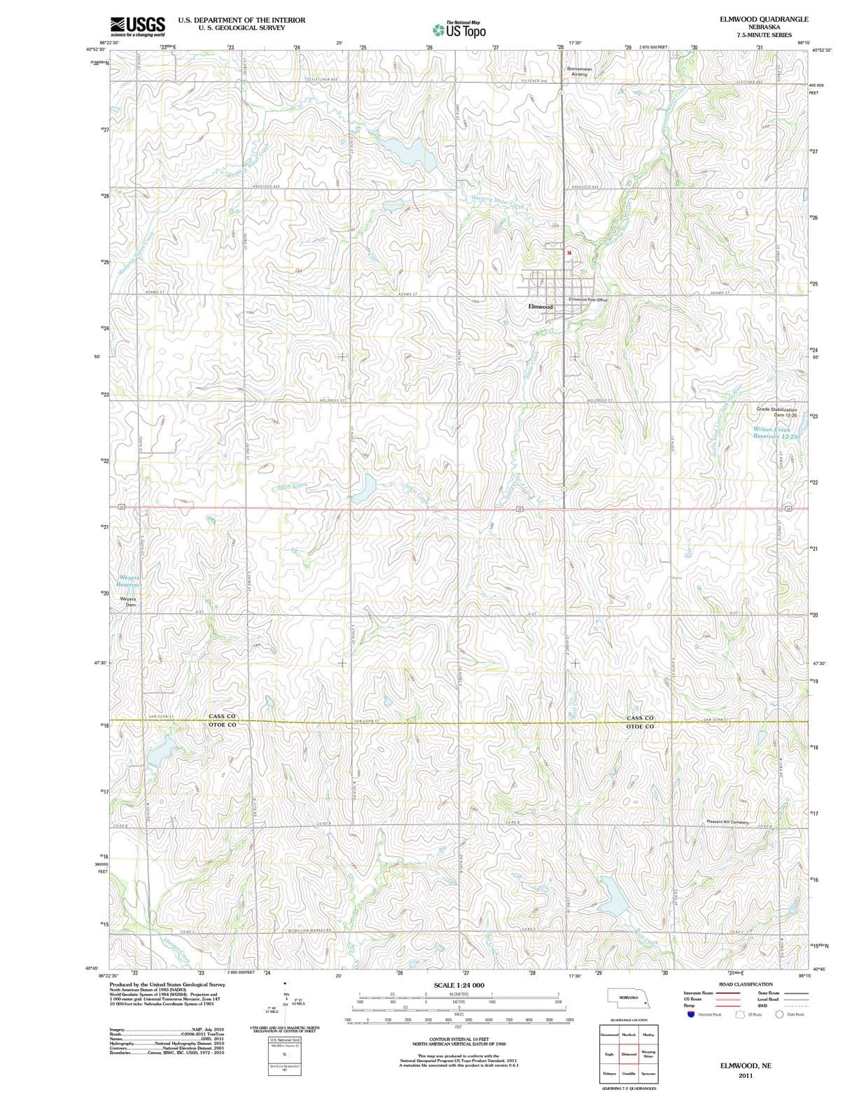 2011 Elmwood, NE - Nebraska - USGS Topographic Map