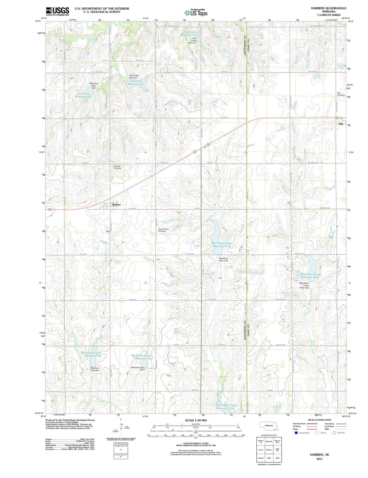 2011 Harbine, NE - Nebraska - USGS Topographic Map