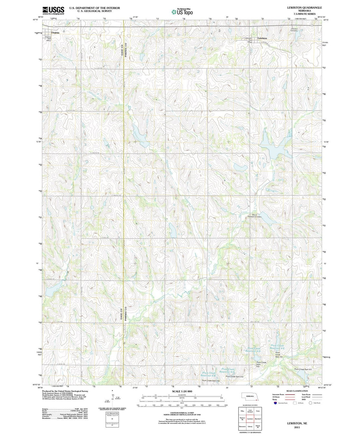 2011 Lewiston, NE - Nebraska - USGS Topographic Map