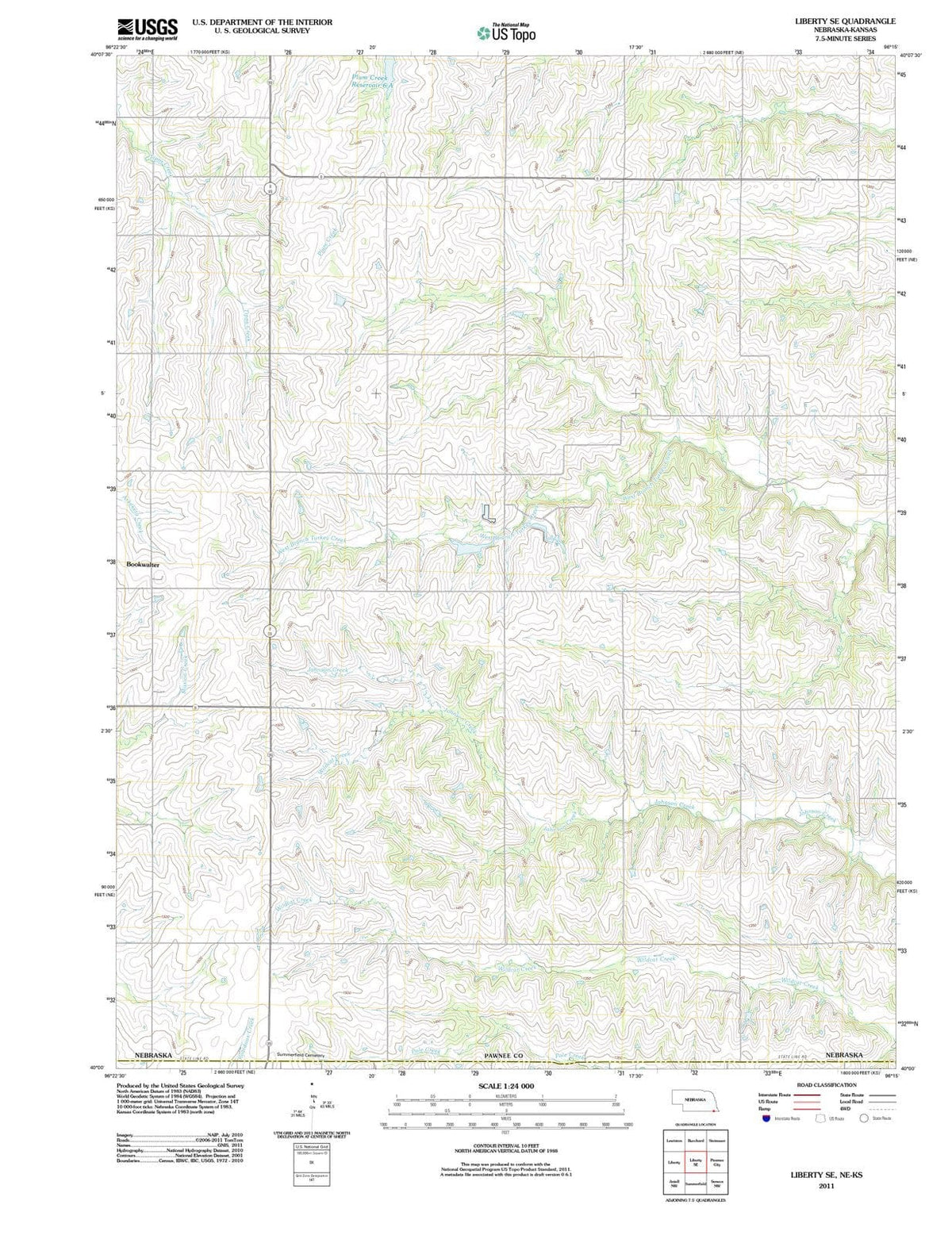 2011 Liberty, NE - Nebraska - USGS Topographic Map v2