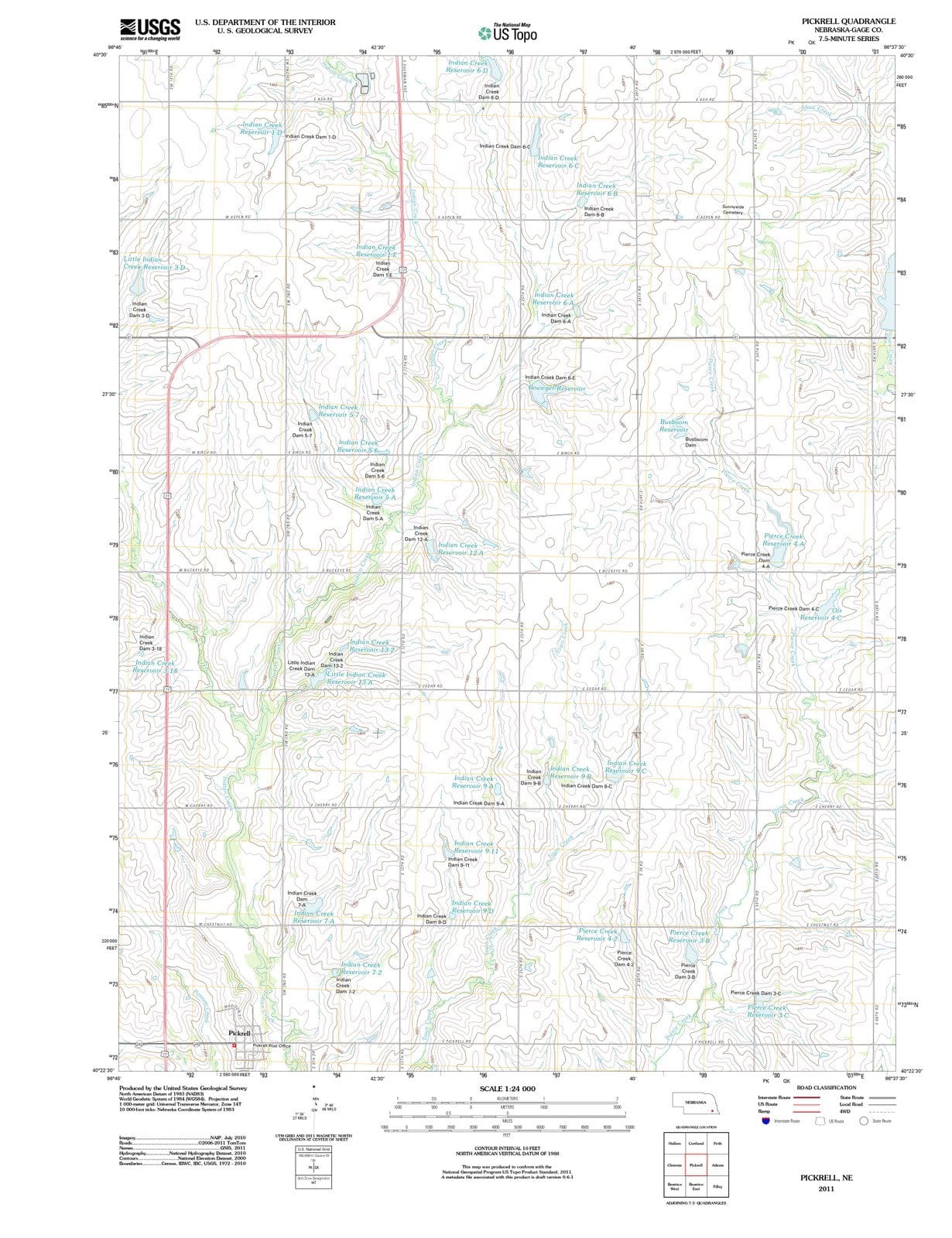 2011 Pickrell, NE - Nebraska - USGS Topographic Map