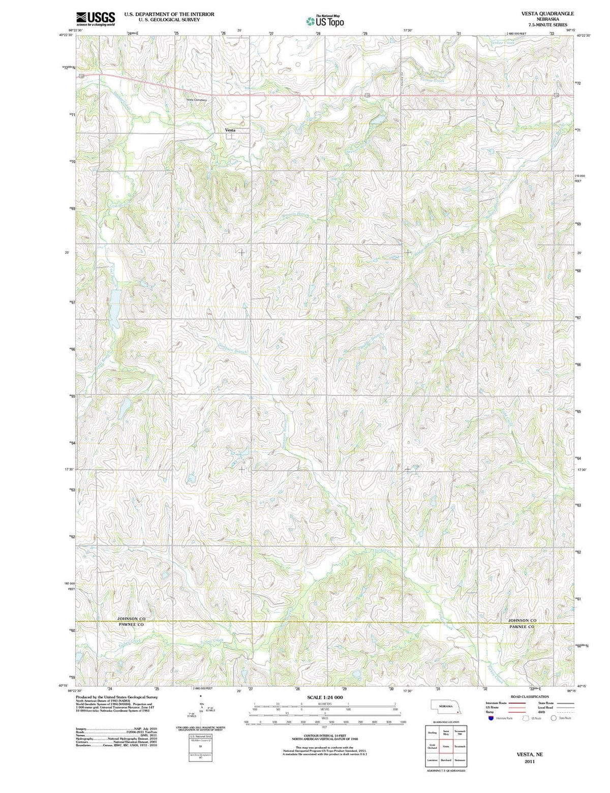 2011 Vesta, NE - Nebraska - USGS Topographic Map