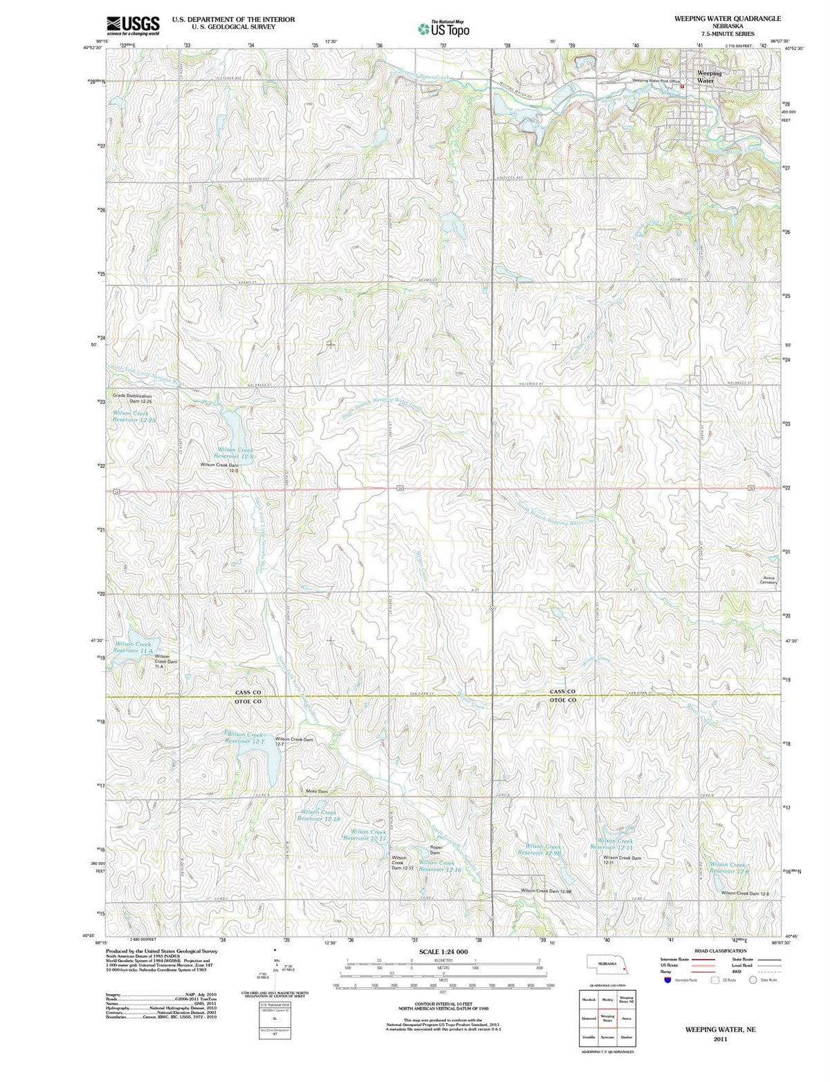 2011 Weeping Water, NE - Nebraska - USGS Topographic Map
