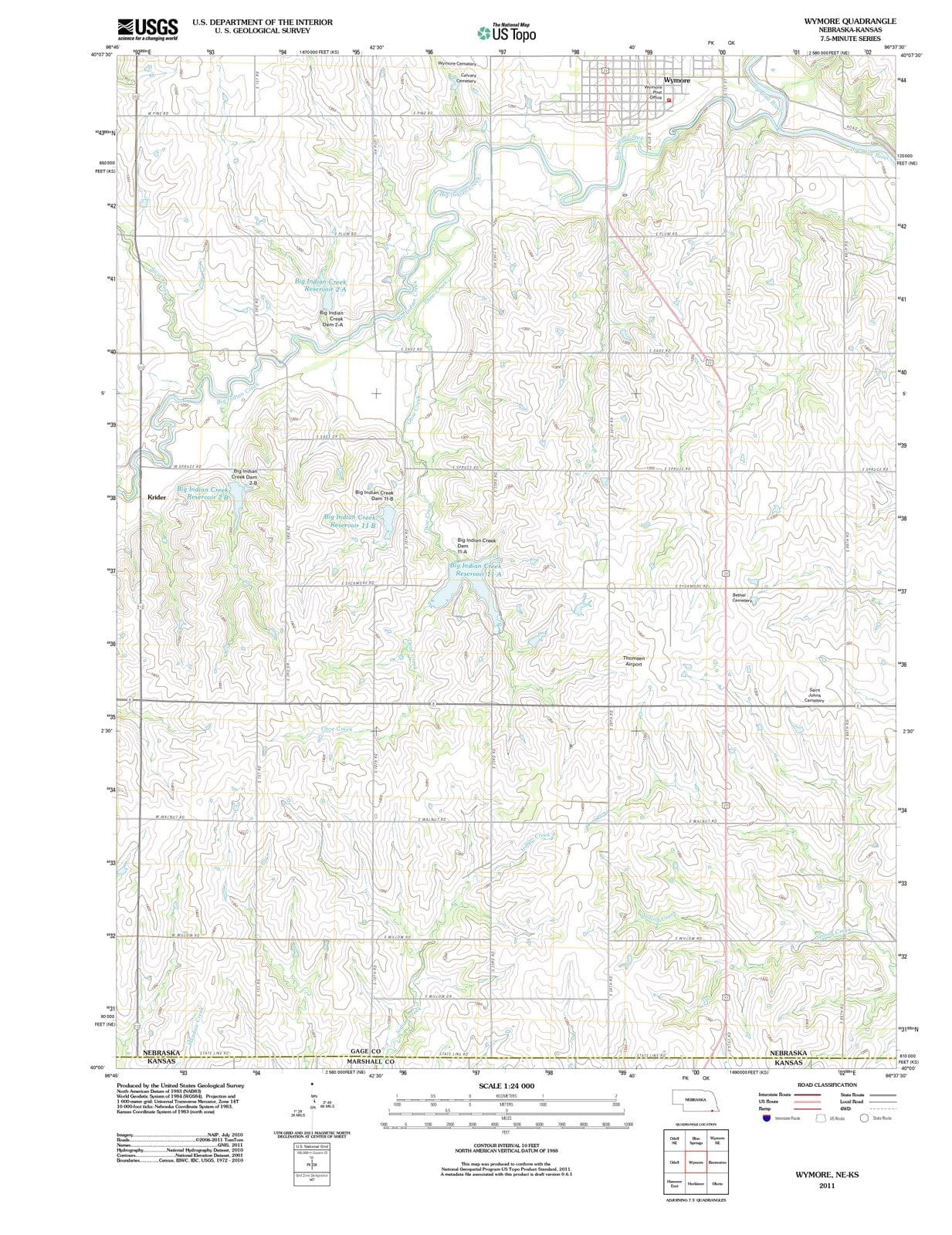 2011 Wymore, NE - Nebraska - USGS Topographic Map