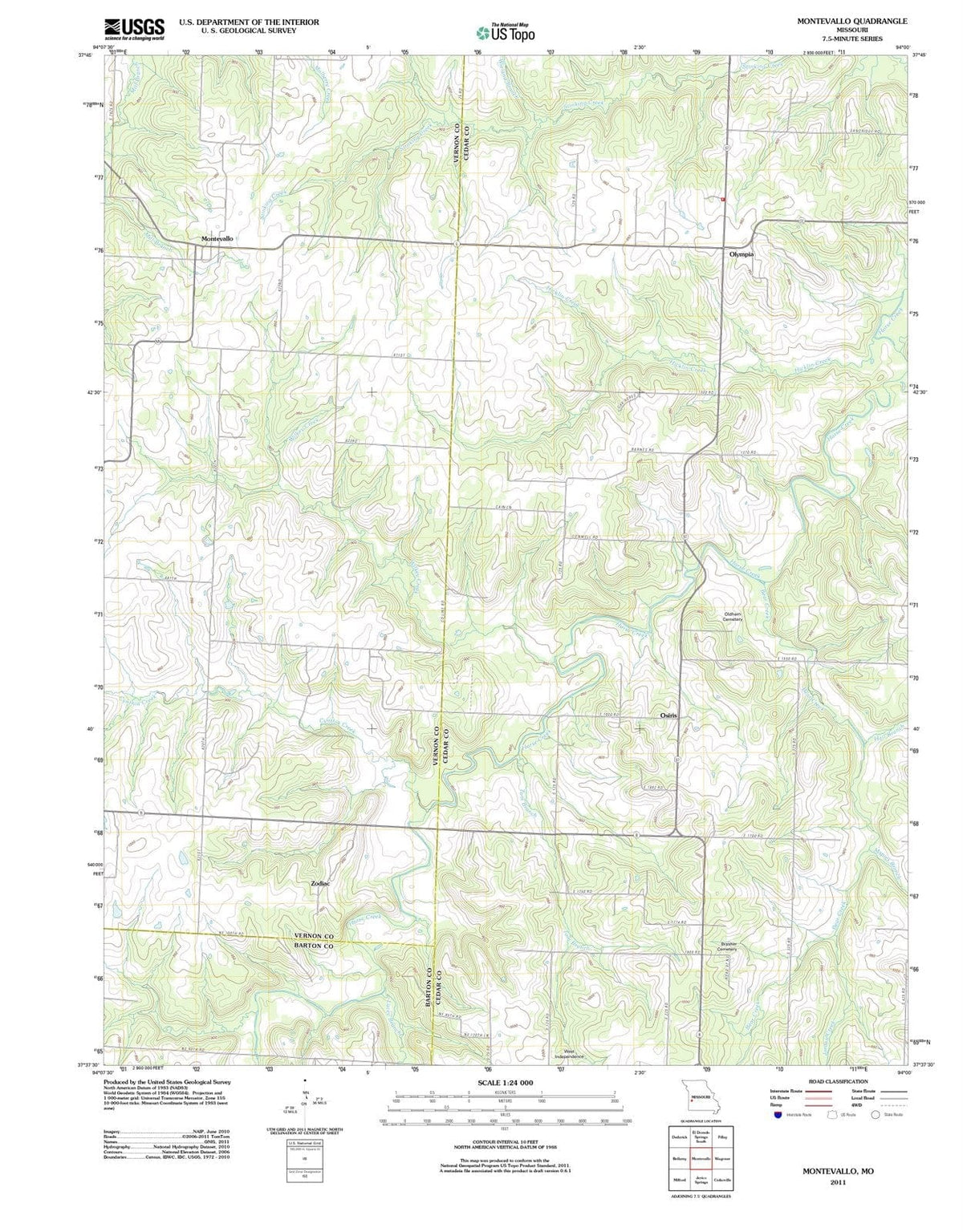 2011 Montevallo, MO - Missouri - USGS Topographic Map