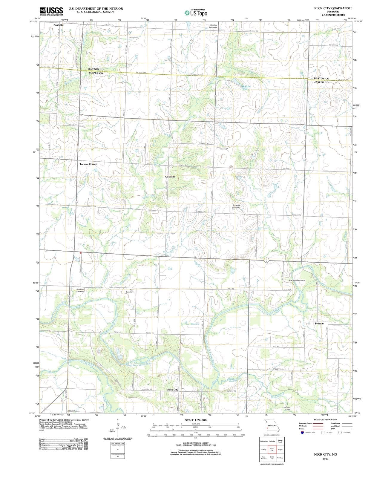 2011 Neck City, MO - Missouri - USGS Topographic Map