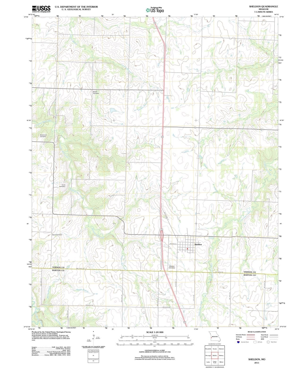 2011 Sheldon, MO - Missouri - USGS Topographic Map