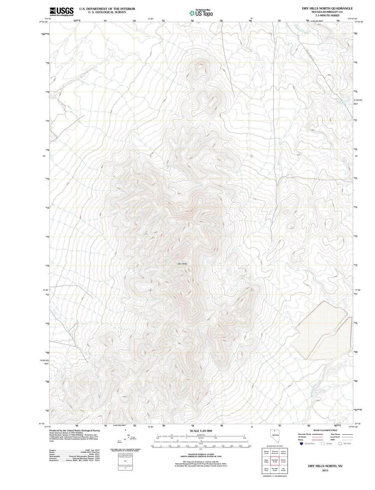 2011 Dry Hills North, NV - Nevada - USGS Topographic Map