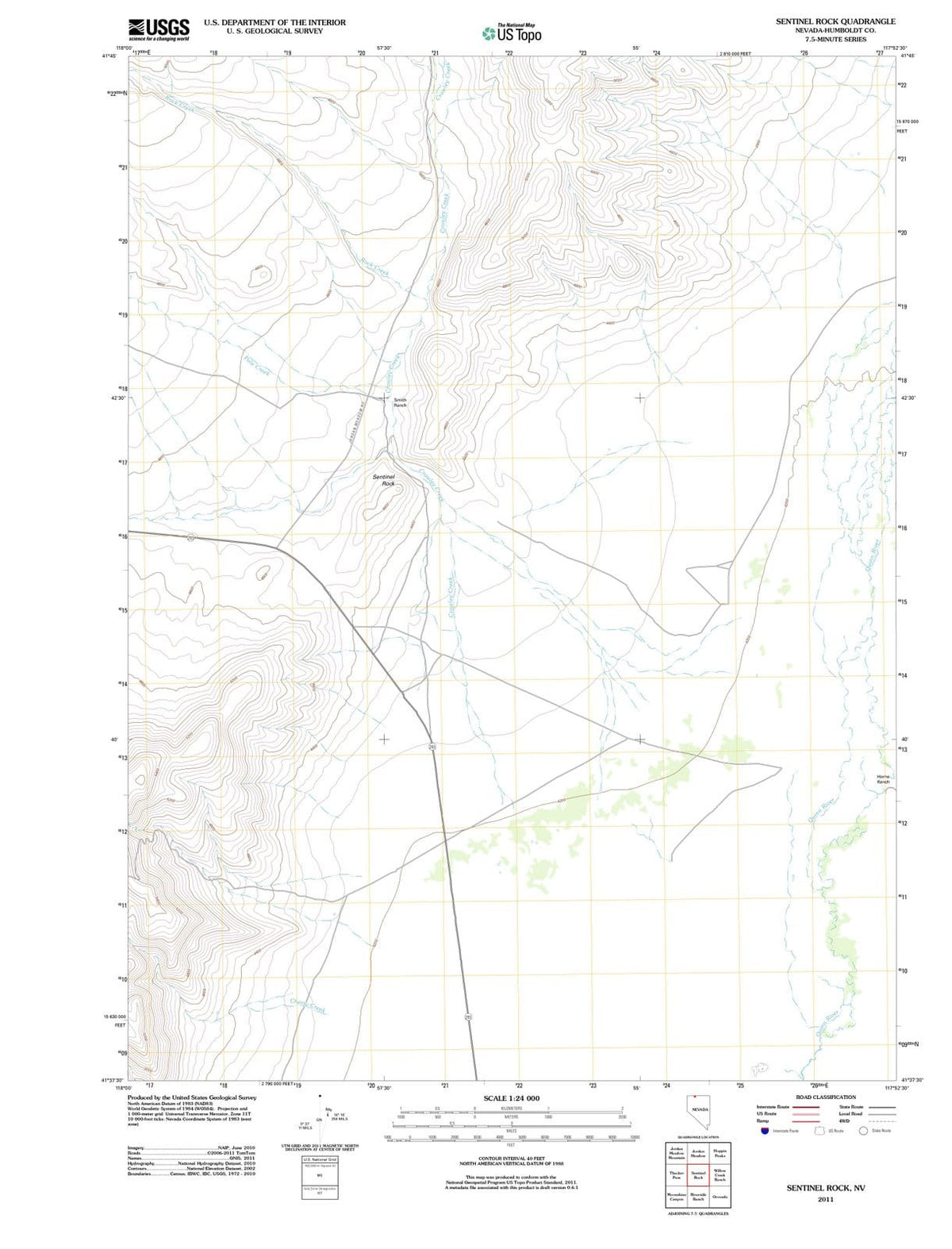 2011 Sentinel Rock, NV - Nevada - USGS Topographic Map