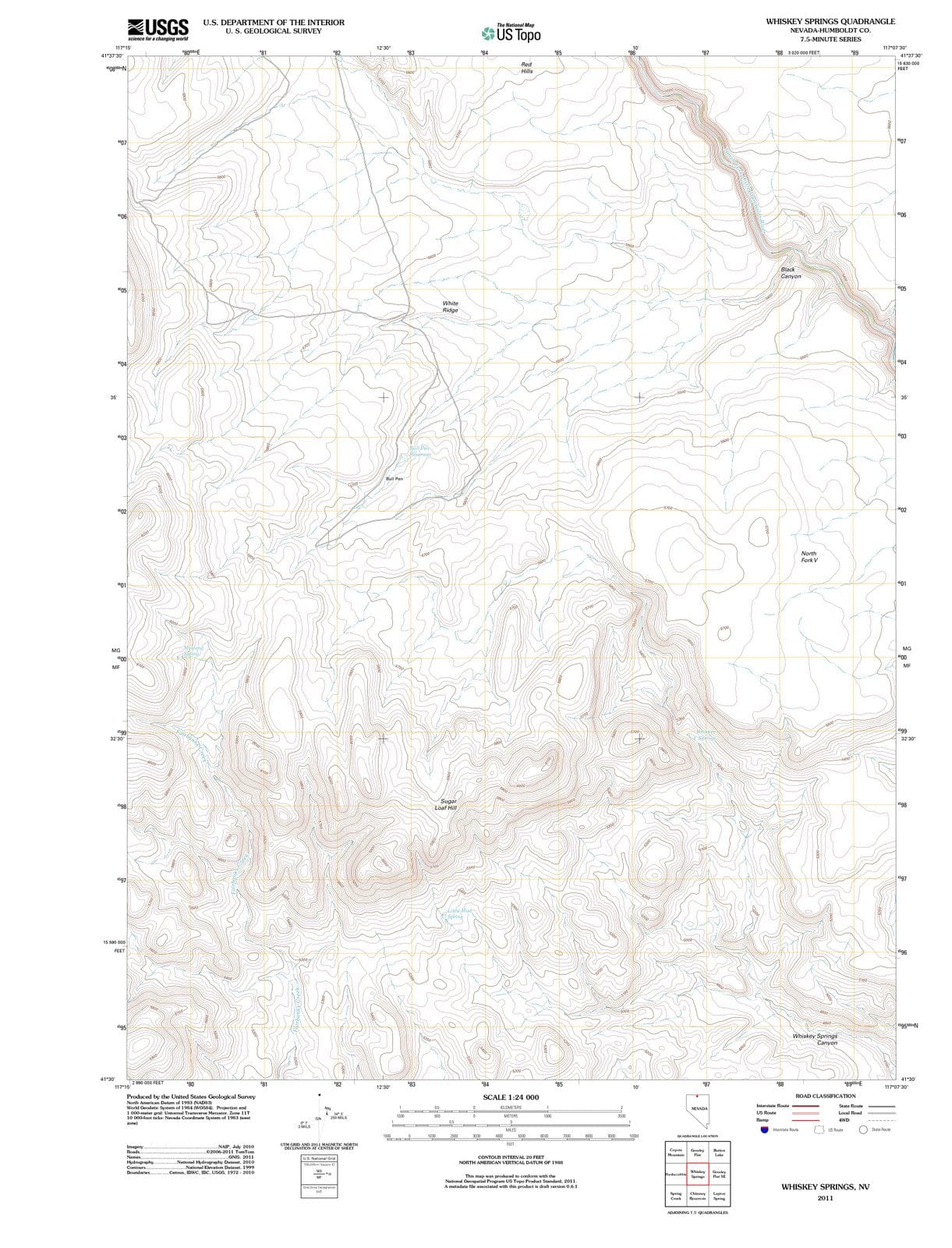 2011 Whiskey Springs, NV - Nevada - USGS Topographic Map