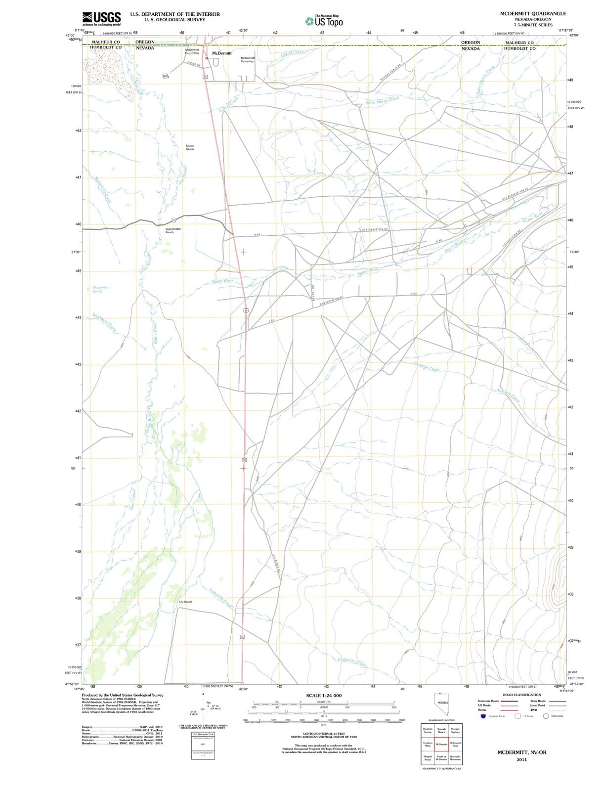 2011 McDermitt, NV - Nevada - USGS Topographic Map