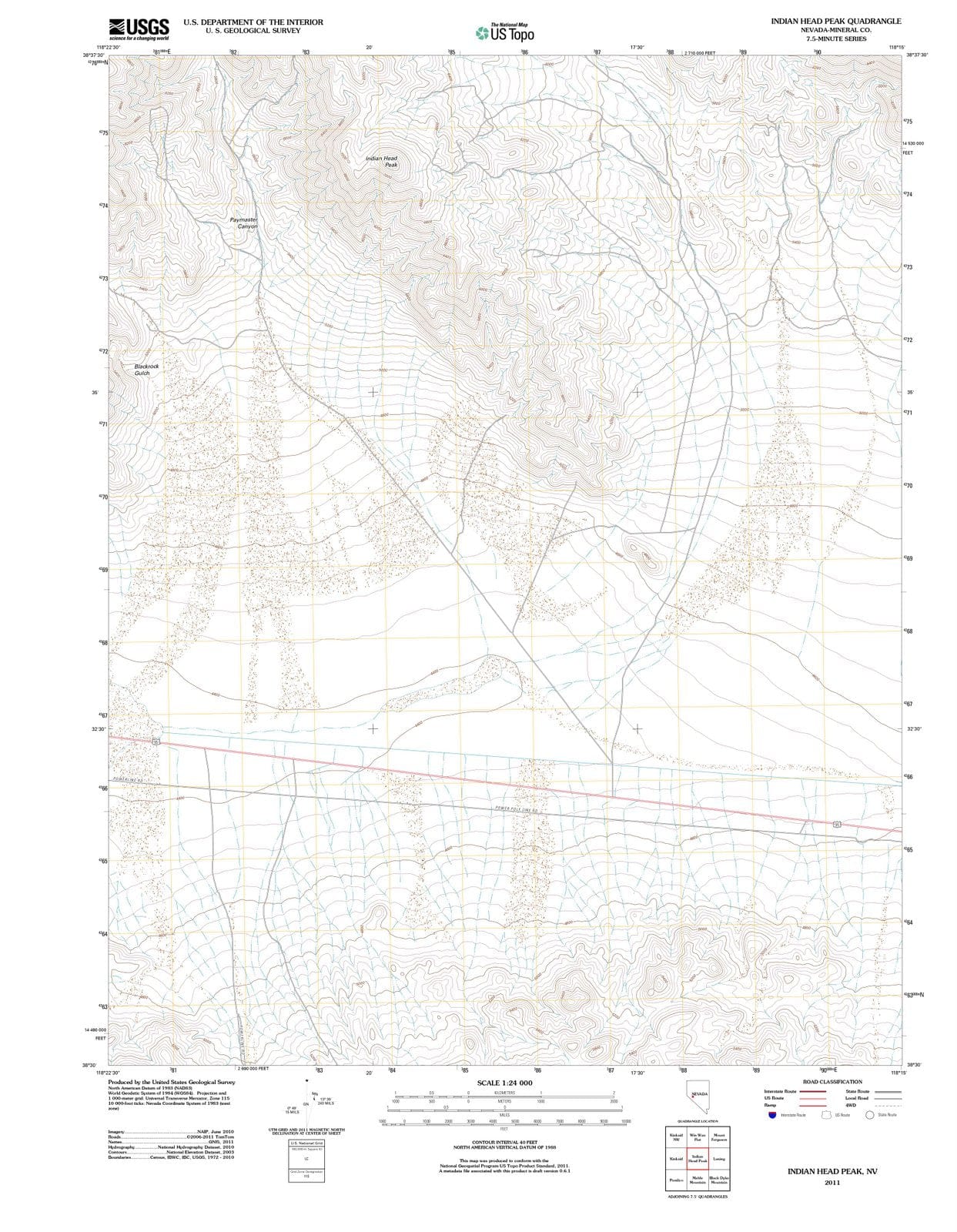 2011 Indian Head Peak, NV - Nevada - USGS Topographic Map