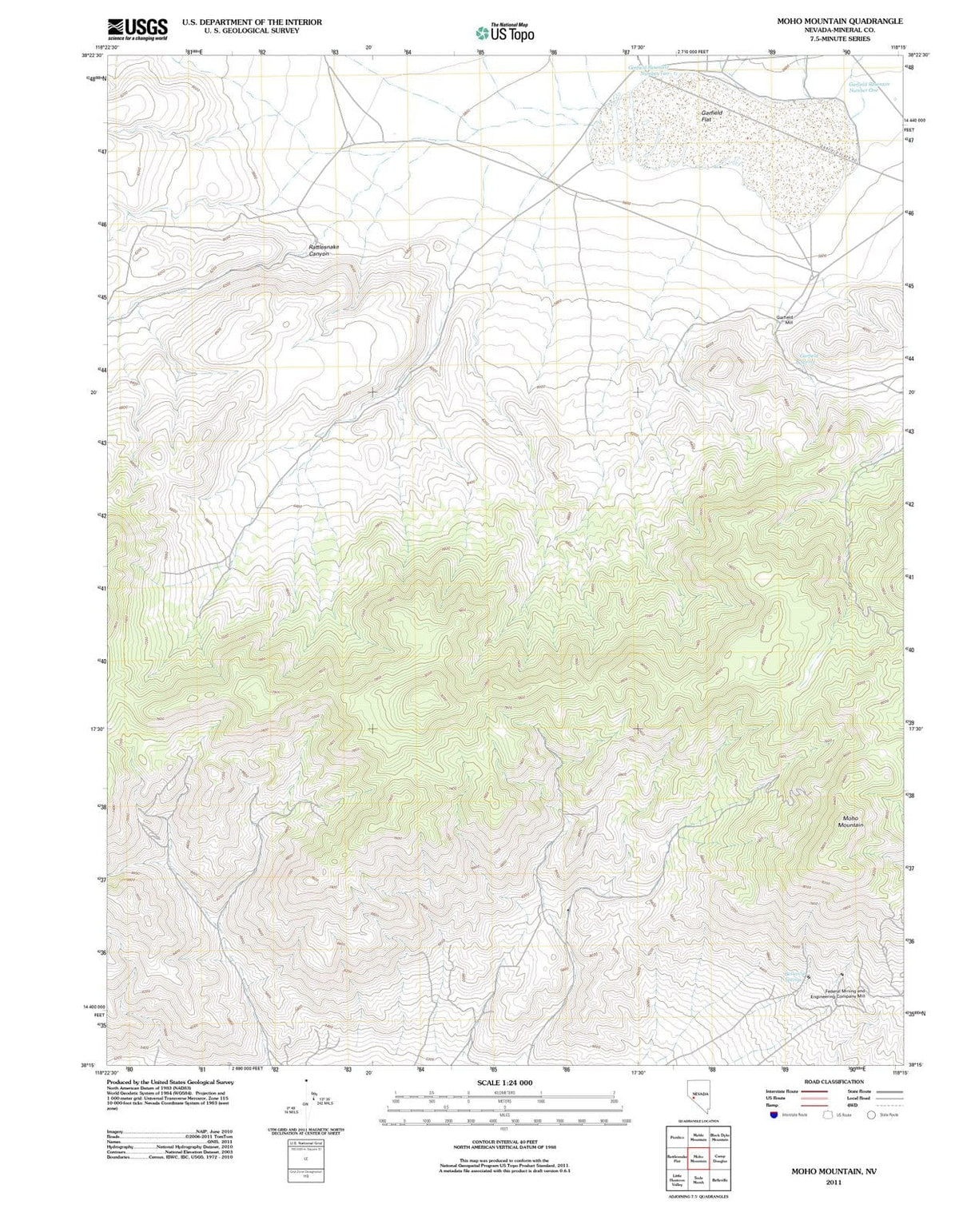 2011 Moho Mountain, NV - Nevada - USGS Topographic Map
