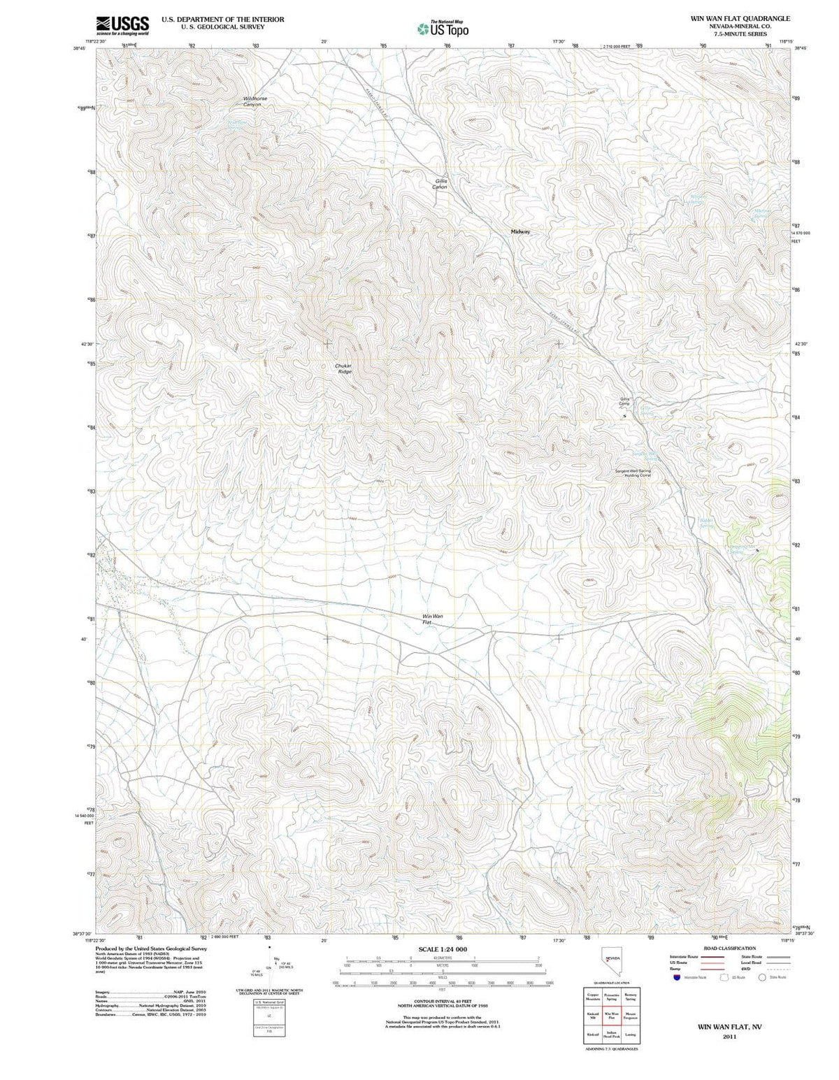 2011 Win Wan Flat, NV - Nevada - USGS Topographic Map